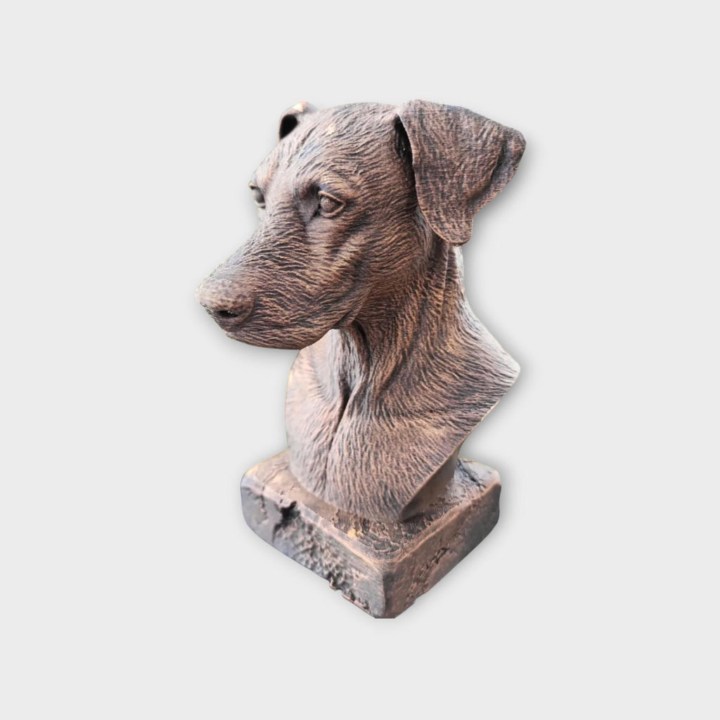 Bust of a doberman natural ears dog statue - home decor dog lover handpainted ornament