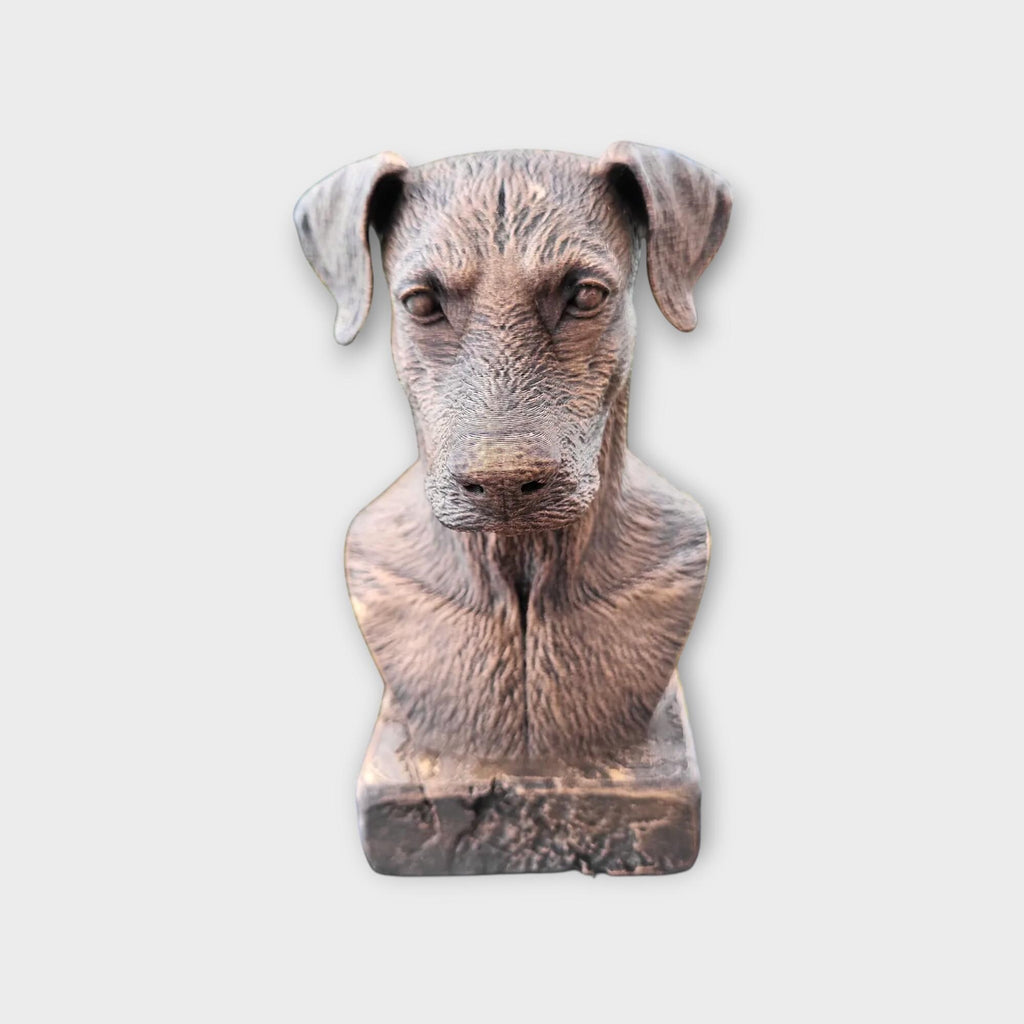 Bust of a doberman natural ears dog statue - home decor dog lover handpainted ornament