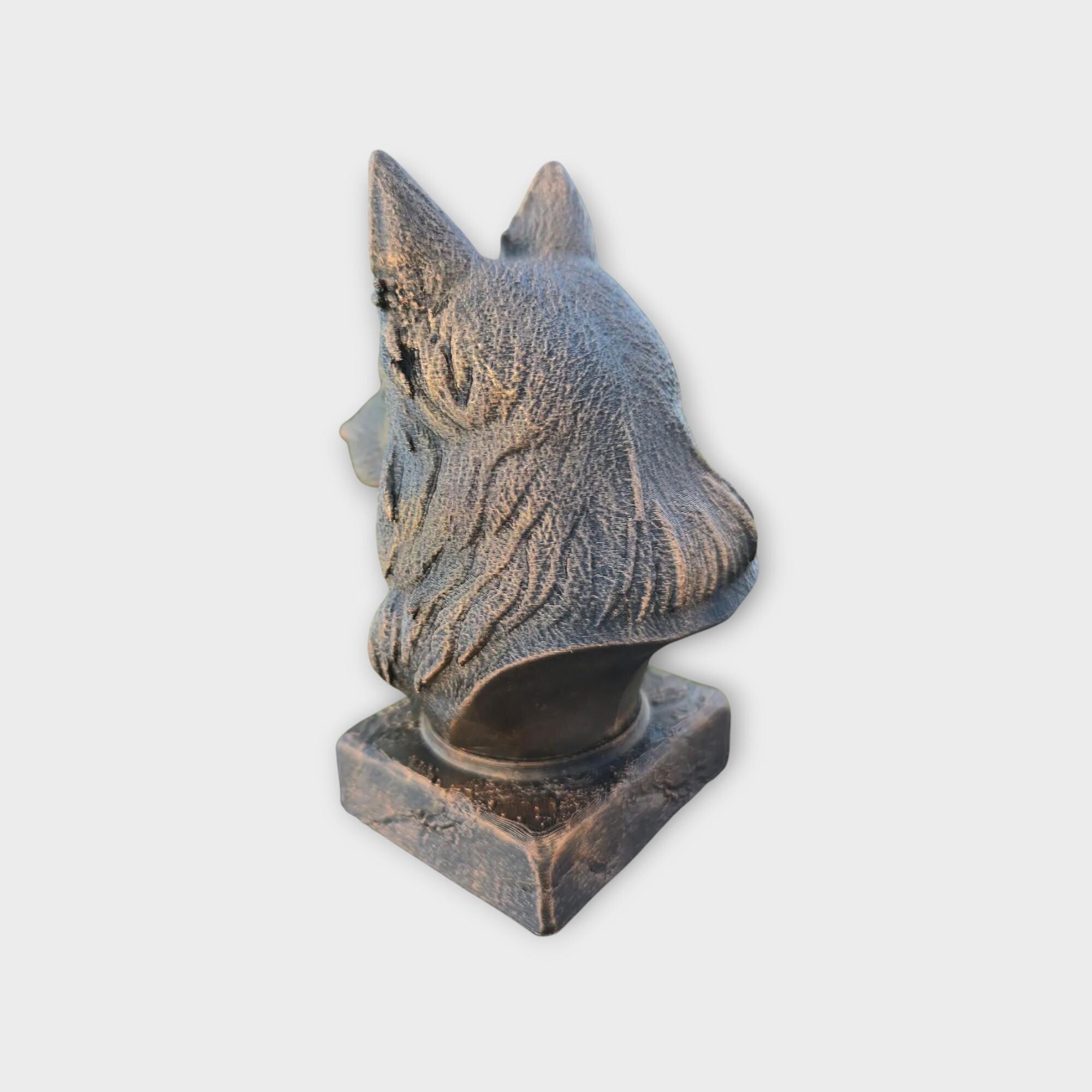 Bust of a long haired german shepherd dog statue - home decor dog lover handpainted ornament