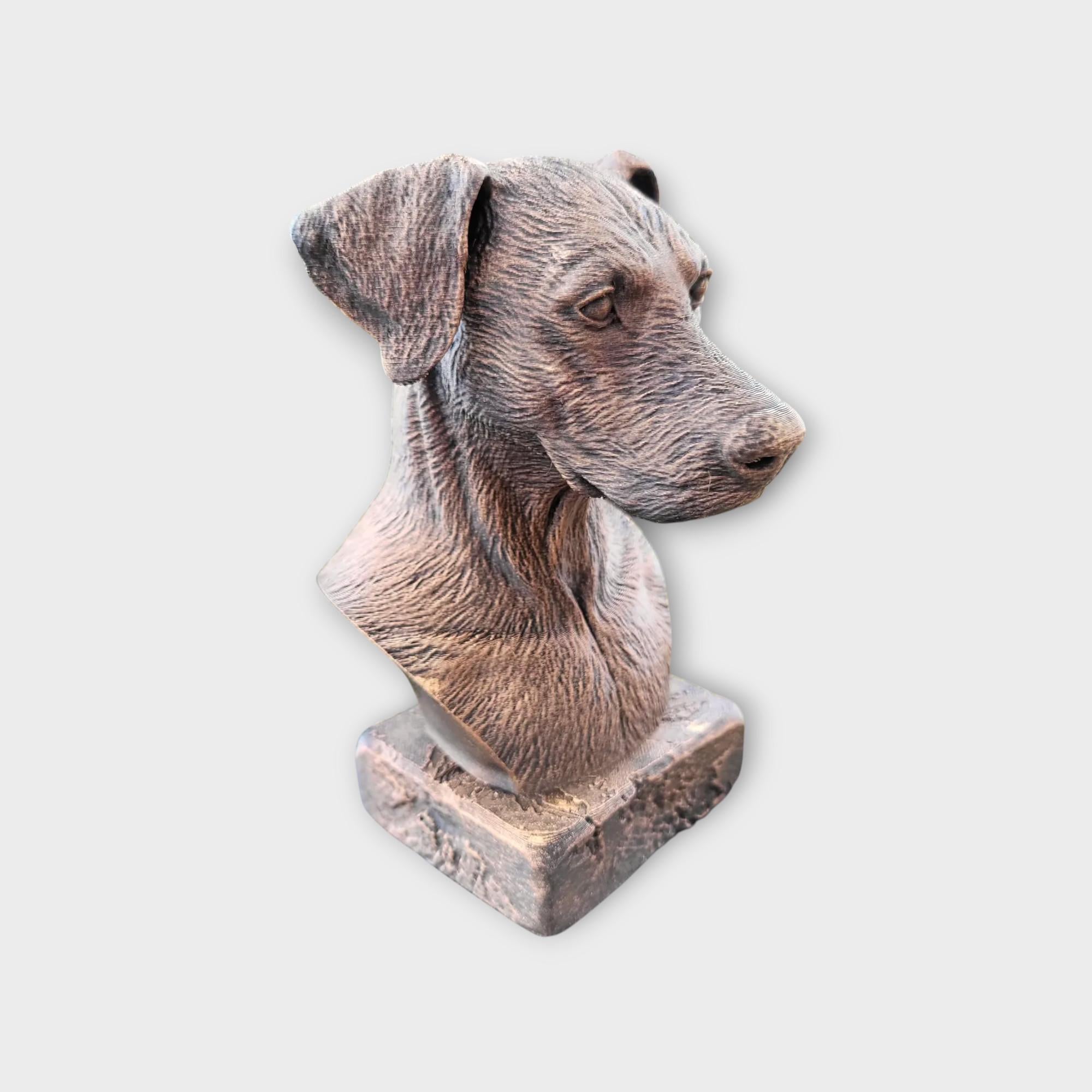 Bust of a doberman natural ears dog statue - home decor dog lover handpainted ornament