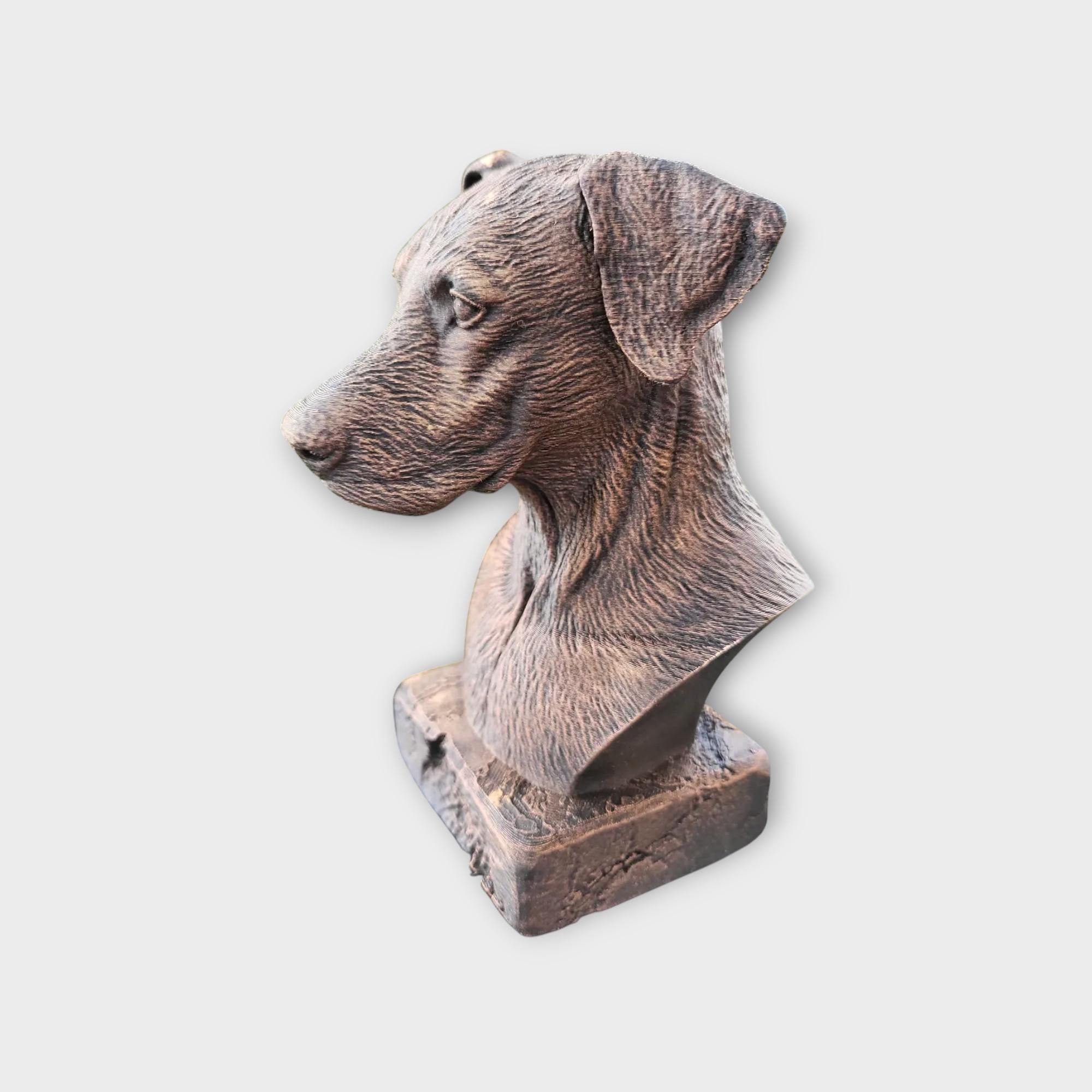Bust of a doberman natural ears dog statue - home decor dog lover handpainted ornament