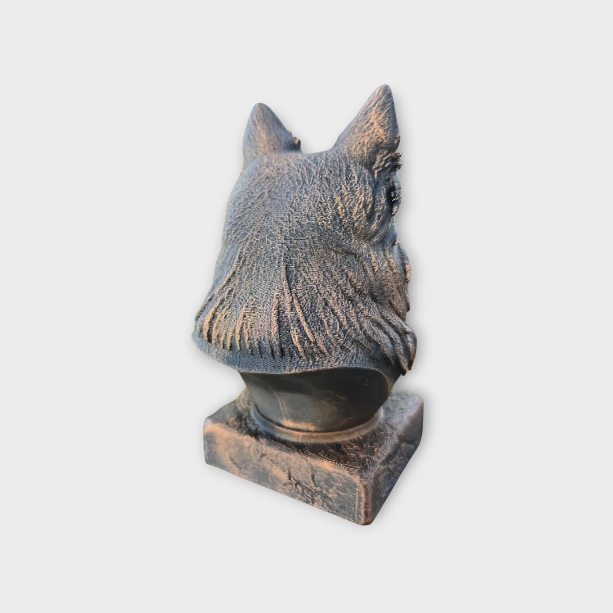 Bust of a long haired german shepherd dog statue - home decor dog lover handpainted ornament