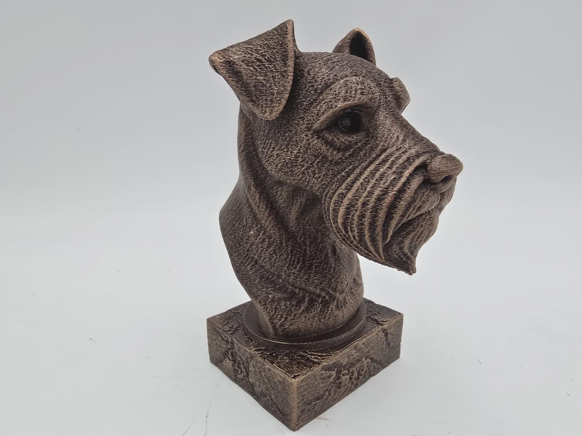 Büste einer Schnauzerbüste, Hundestatue – Wohndeko, Hundeliebhaber, Geschenk für ihn, ihr handbemaltes Ornament