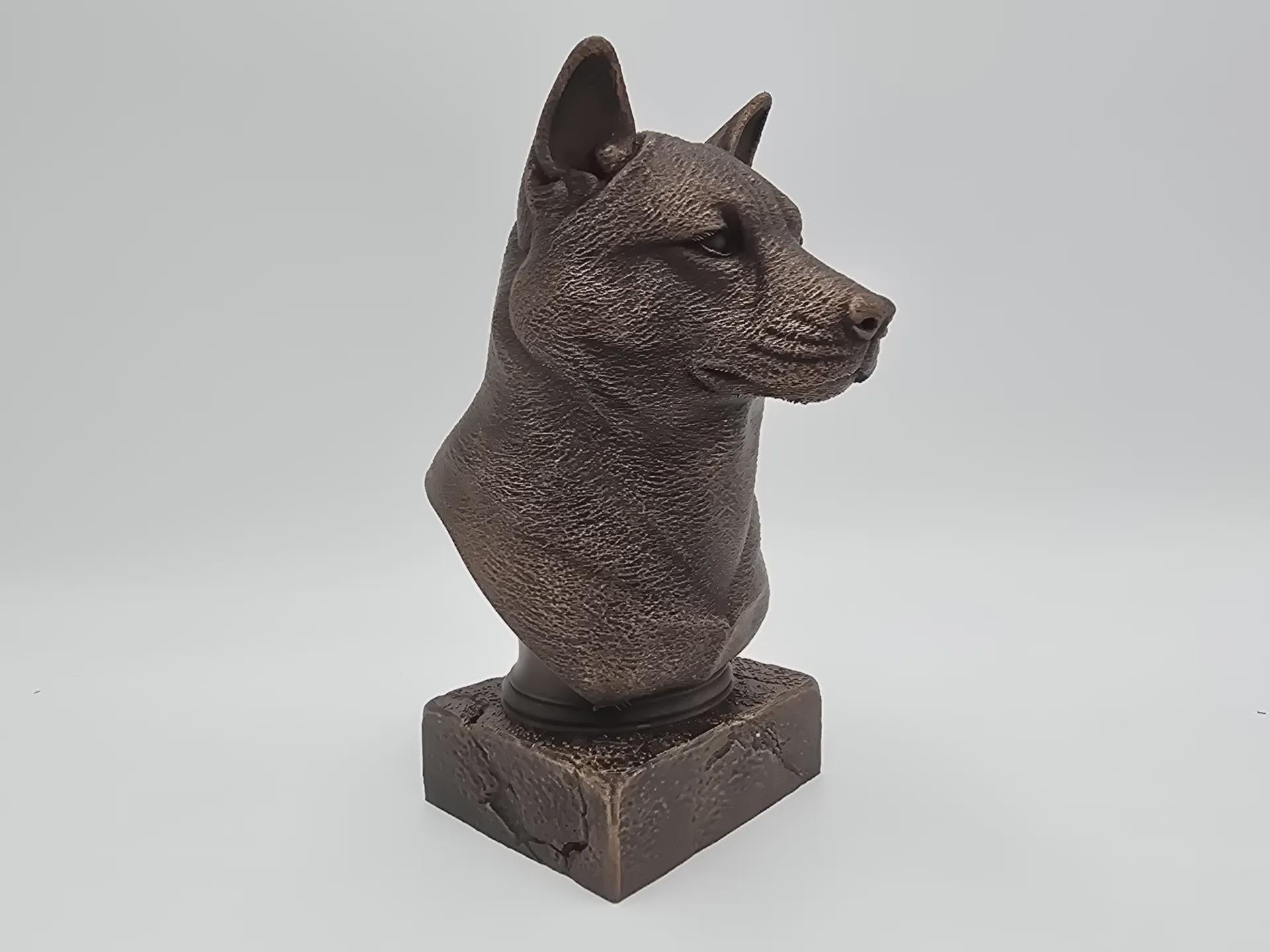 Büste einer Shiba Inu Hundestatue - Wohndeko Hundeliebhaber handbemalt Ornament