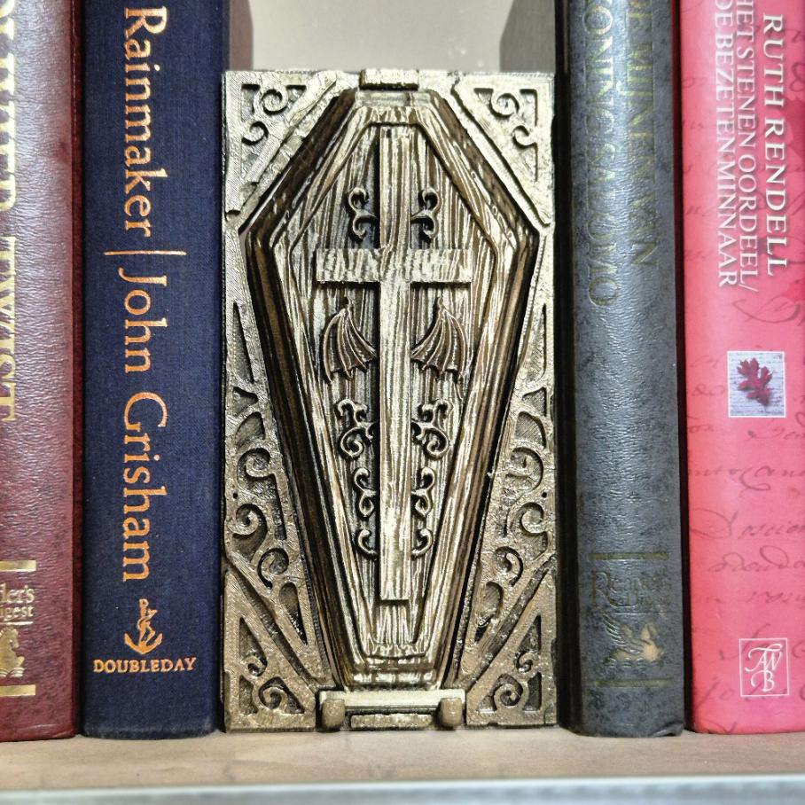 Coffin Book Nook with Hidden Storage - 3D Printed Gothic Decor
