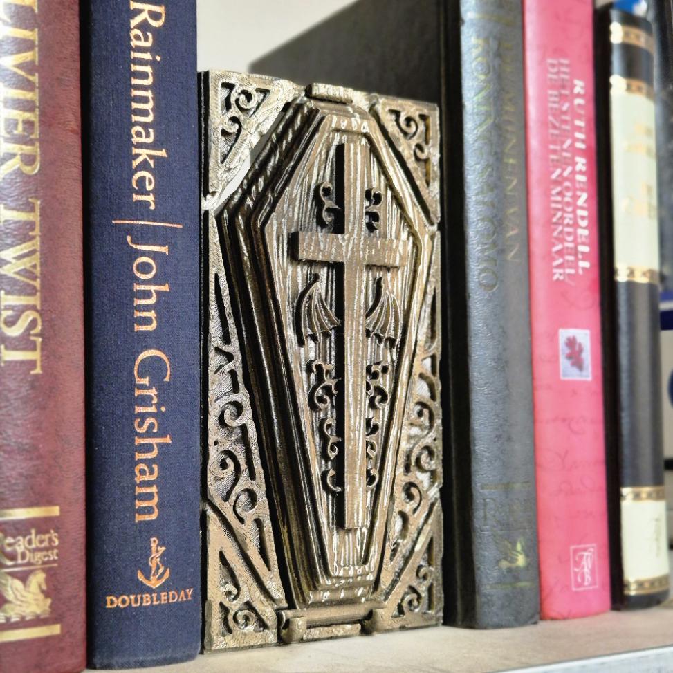 Coffin Book Nook with Hidden Storage - 3D Printed Gothic Decor