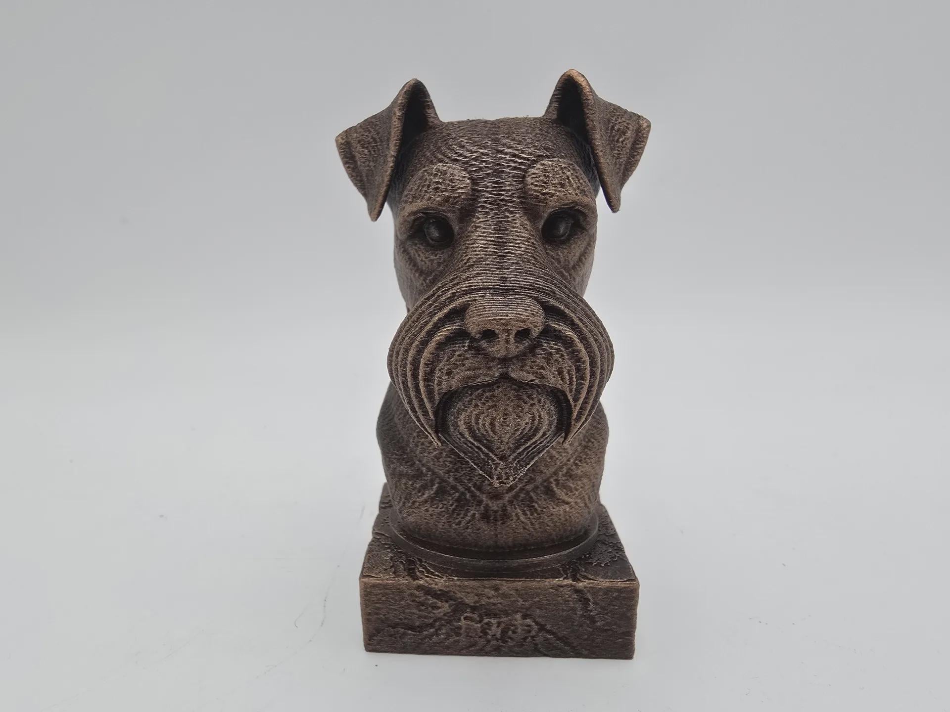 Büste einer Schnauzerbüste, Hundestatue – Wohndeko, Hundeliebhaber, Geschenk für ihn, ihr handbemaltes Ornament