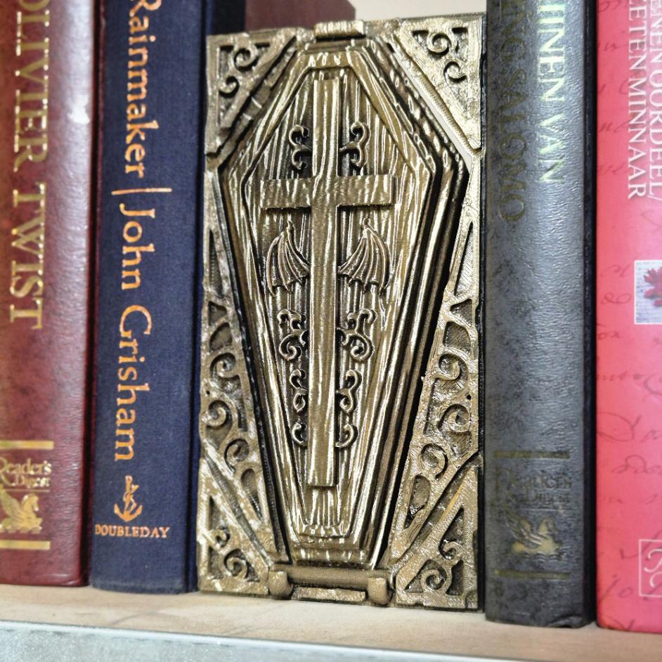Coffin Book Nook with Hidden Storage - 3D Printed Gothic Decor