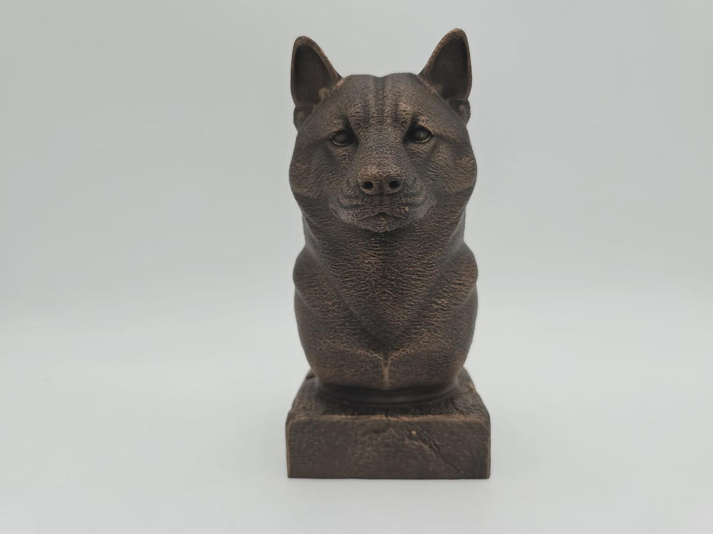 Büste einer Shiba Inu Hundestatue - Wohndeko Hundeliebhaber handbemalt Ornament