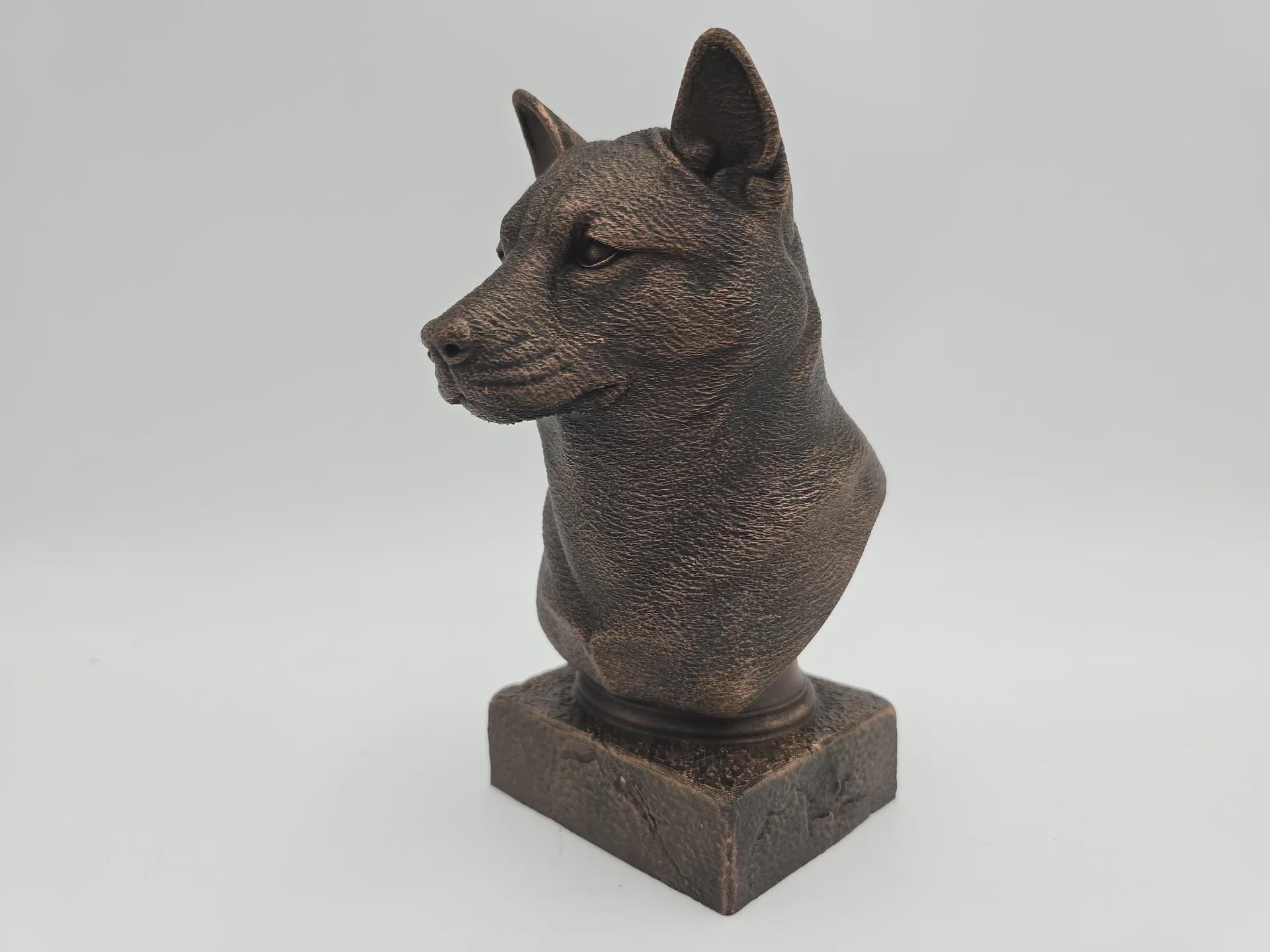 Büste einer Shiba Inu Hundestatue - Wohndeko Hundeliebhaber handbemalt Ornament