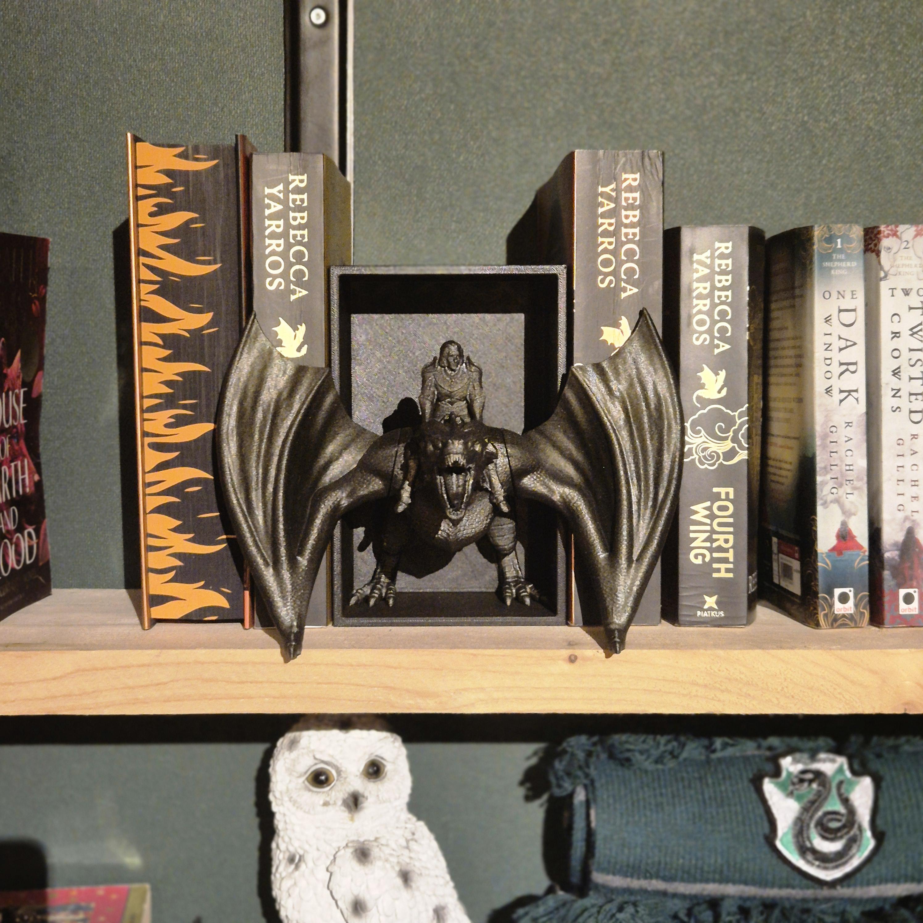 Book Nook Dragon Rider Sculpture - Fairy Tale Decor Onyx Storm Fourth wing