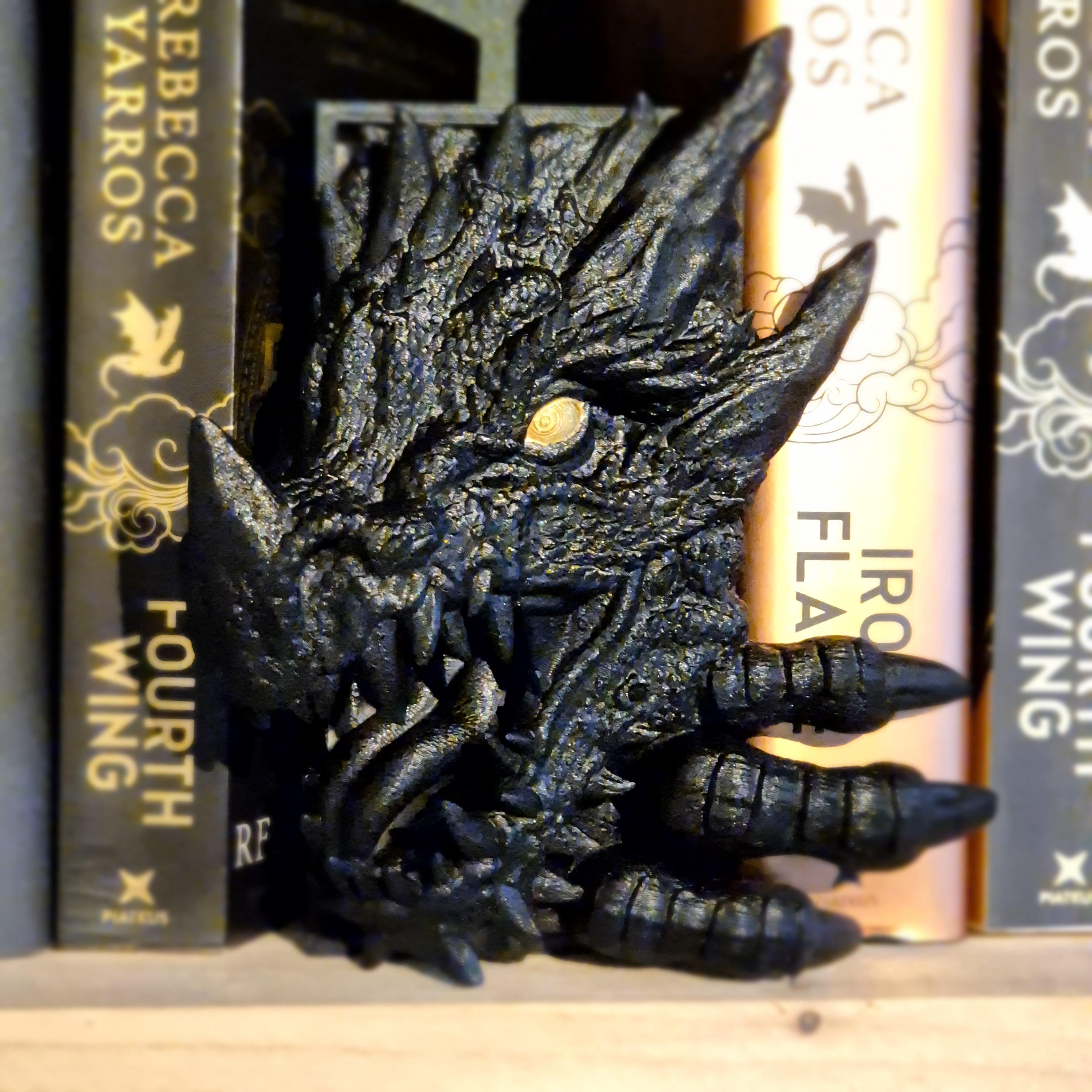 Magical Reading Nook Black Dragon Sculpture - Fairy Tale Decor