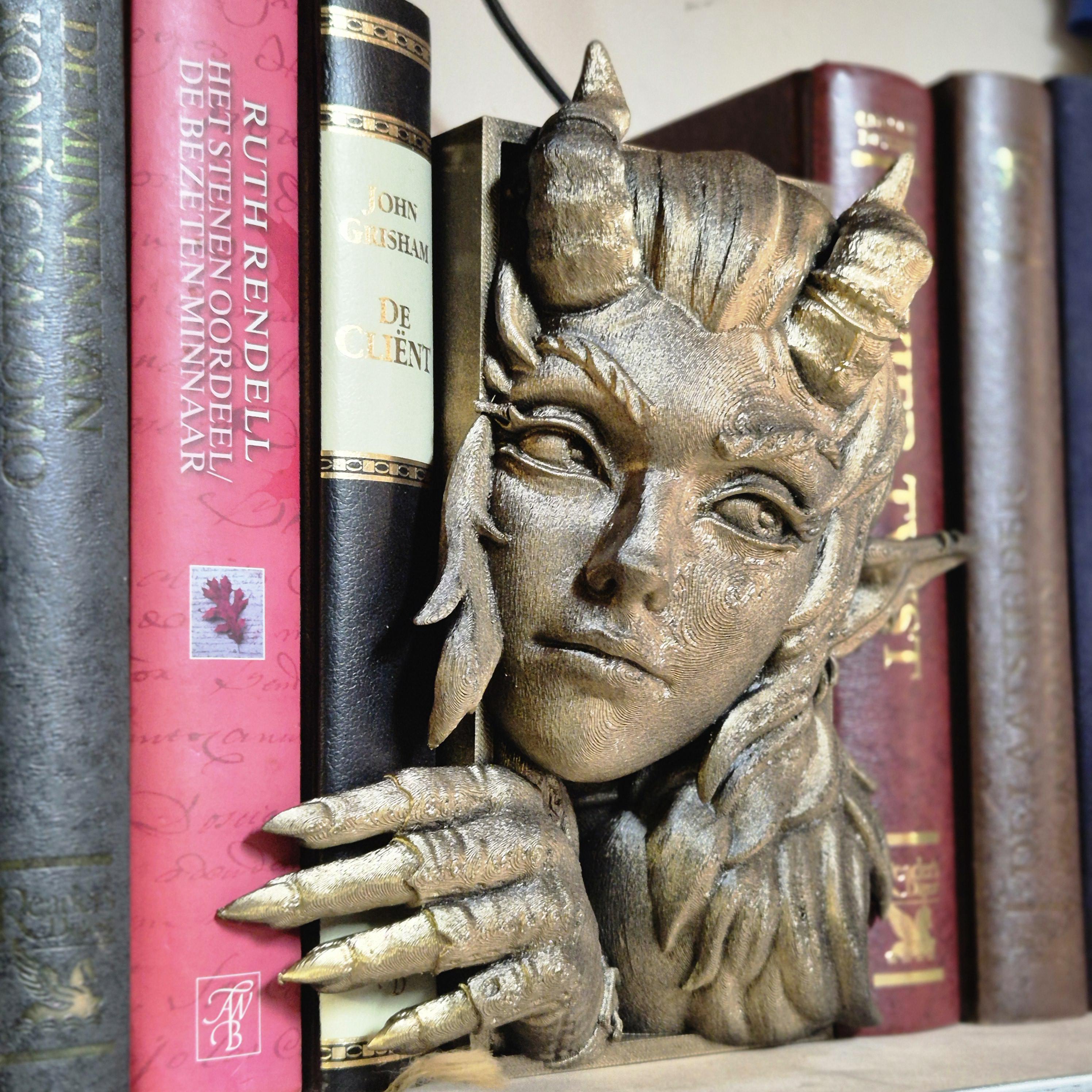 Unique devil woman Book Nook - 3D Printed bookshelf decor