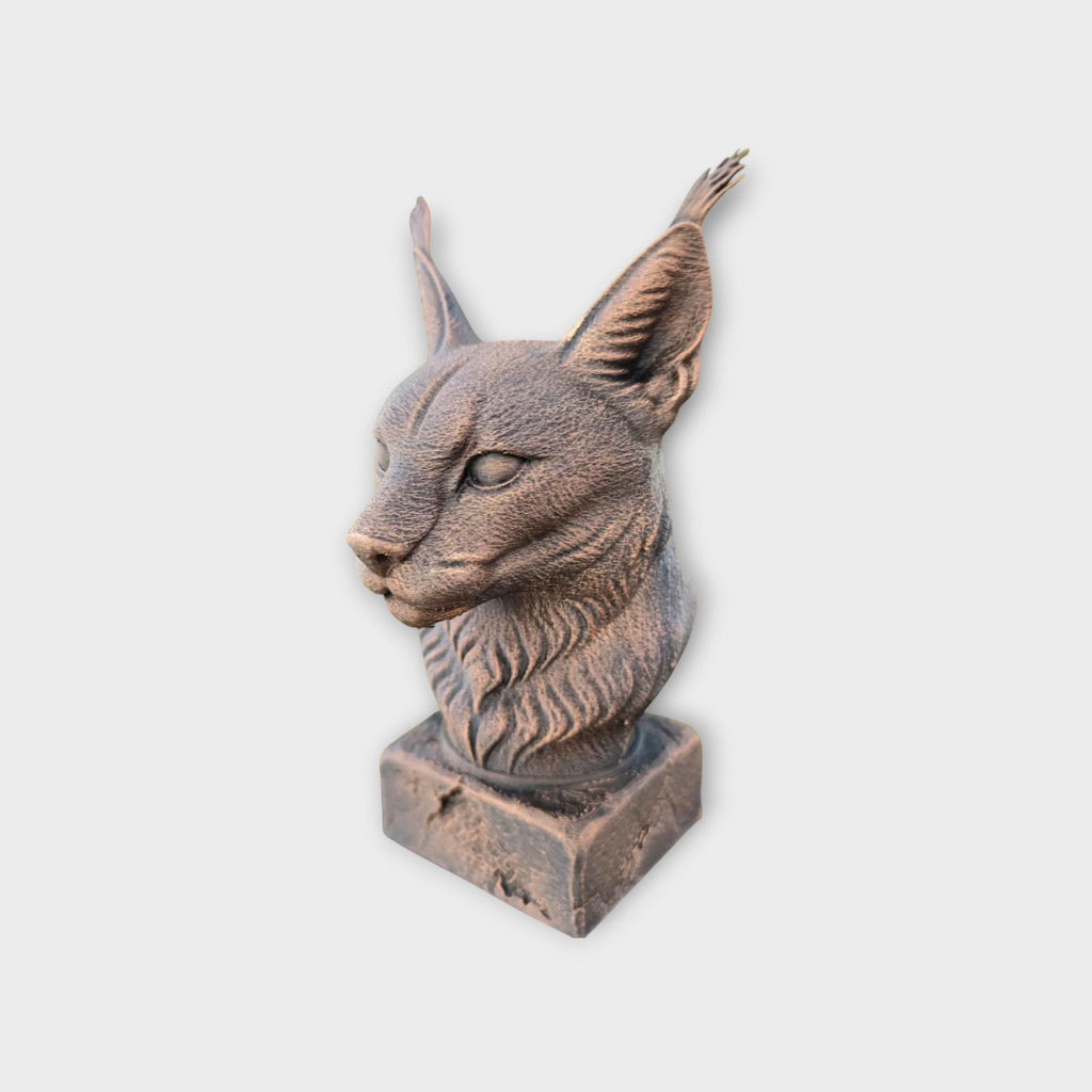 Bust of a Caracal cat statue - home decor cat lover gift him her handpainted ornament