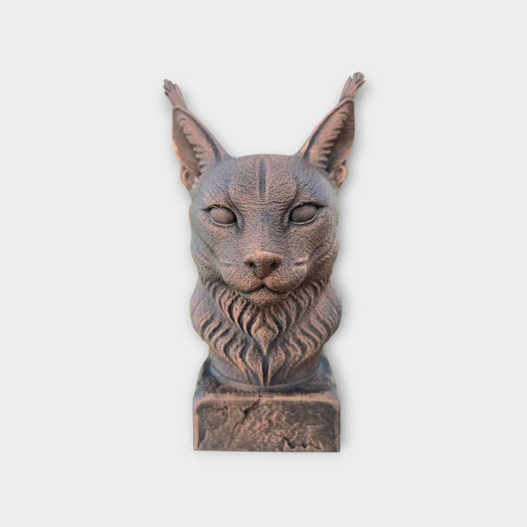Bust of a Caracal cat statue - home decor cat lover gift him her handpainted ornament