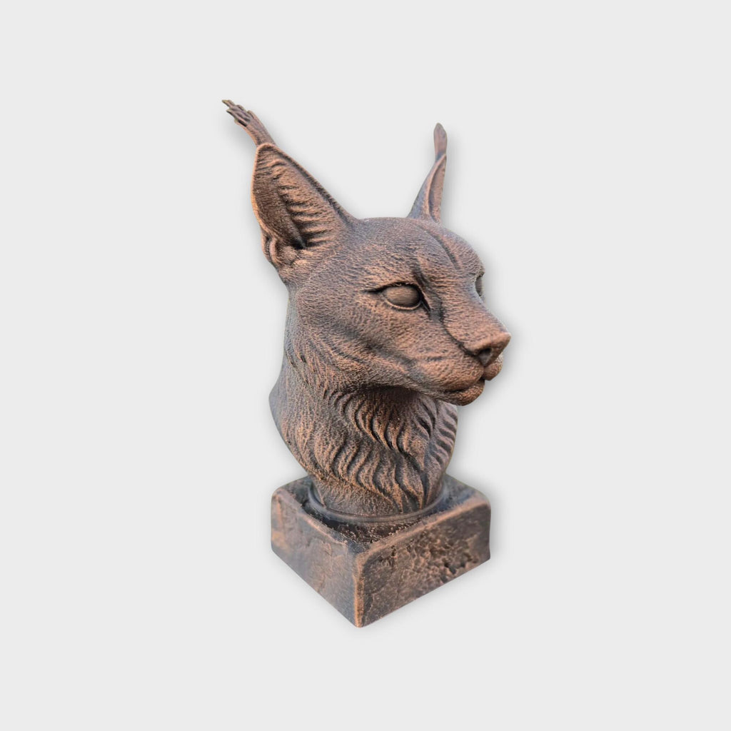 Bust of a Caracal cat statue - home decor cat lover gift him her handpainted ornament