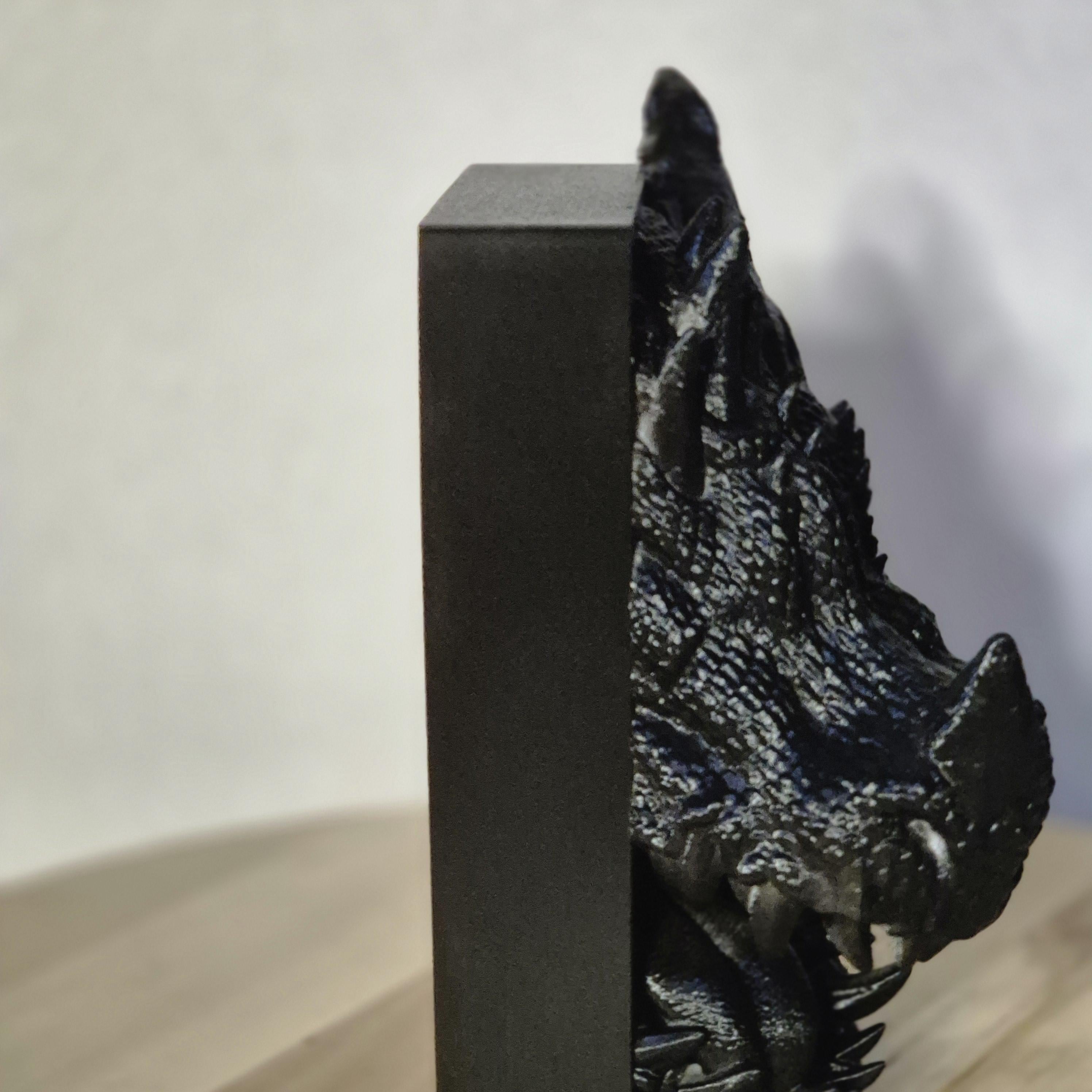 Magical Reading Nook Black Dragon Sculpture - Fairy Tale Decor