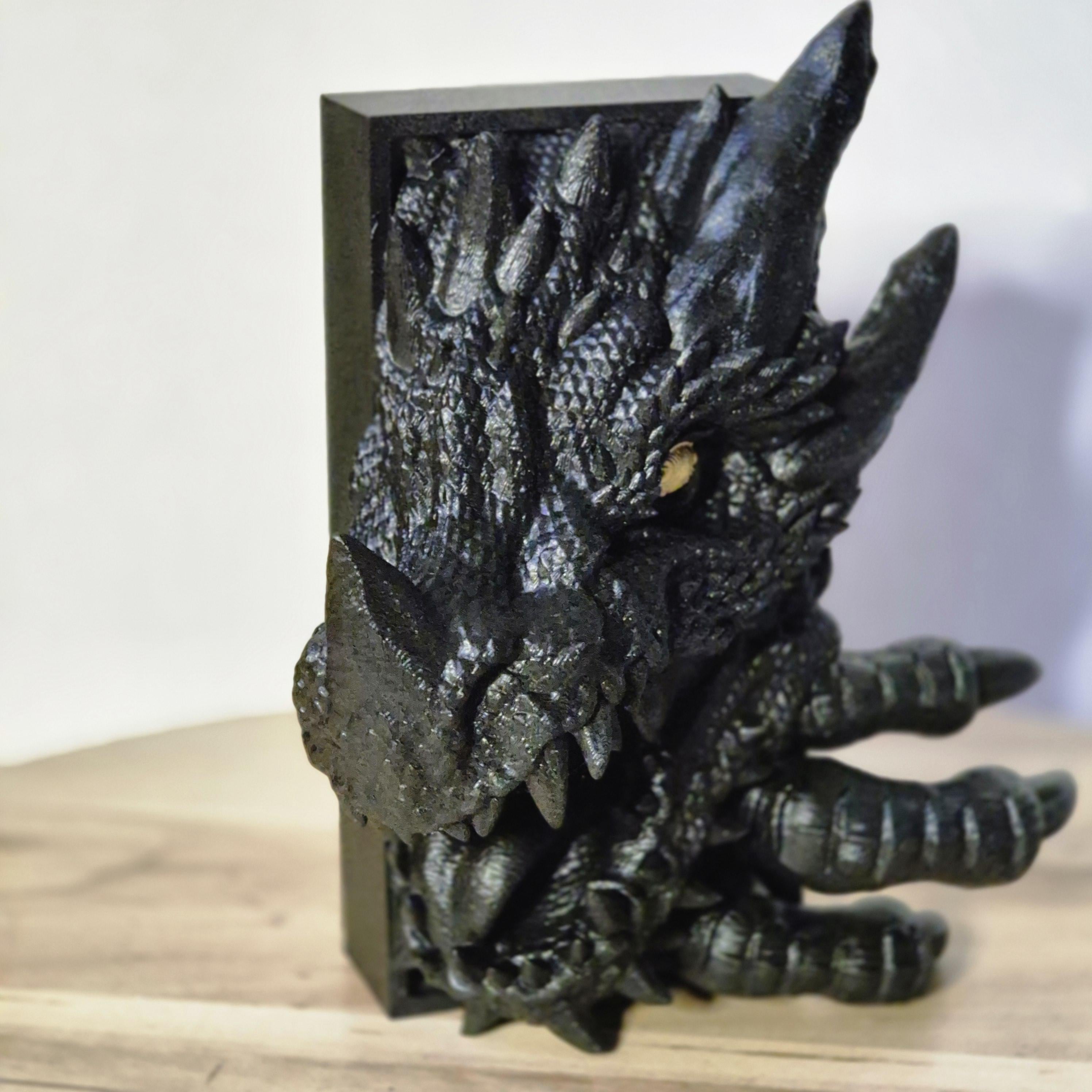 Magical Reading Nook Black Dragon Sculpture - Fairy Tale Decor