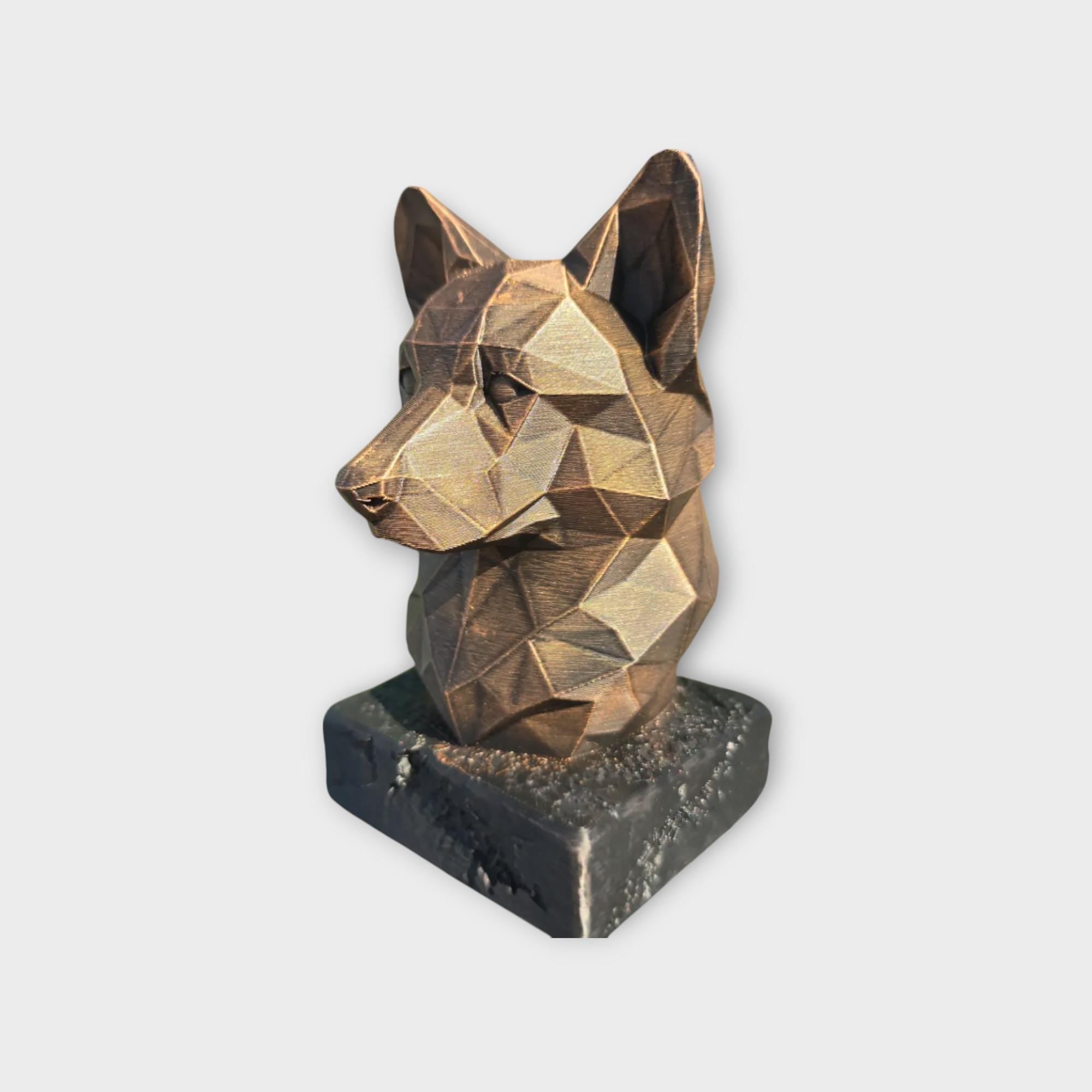 Bust of a Corgi Low Poly Bust dog statue - handpainted home decor dog lover gift him her ornament