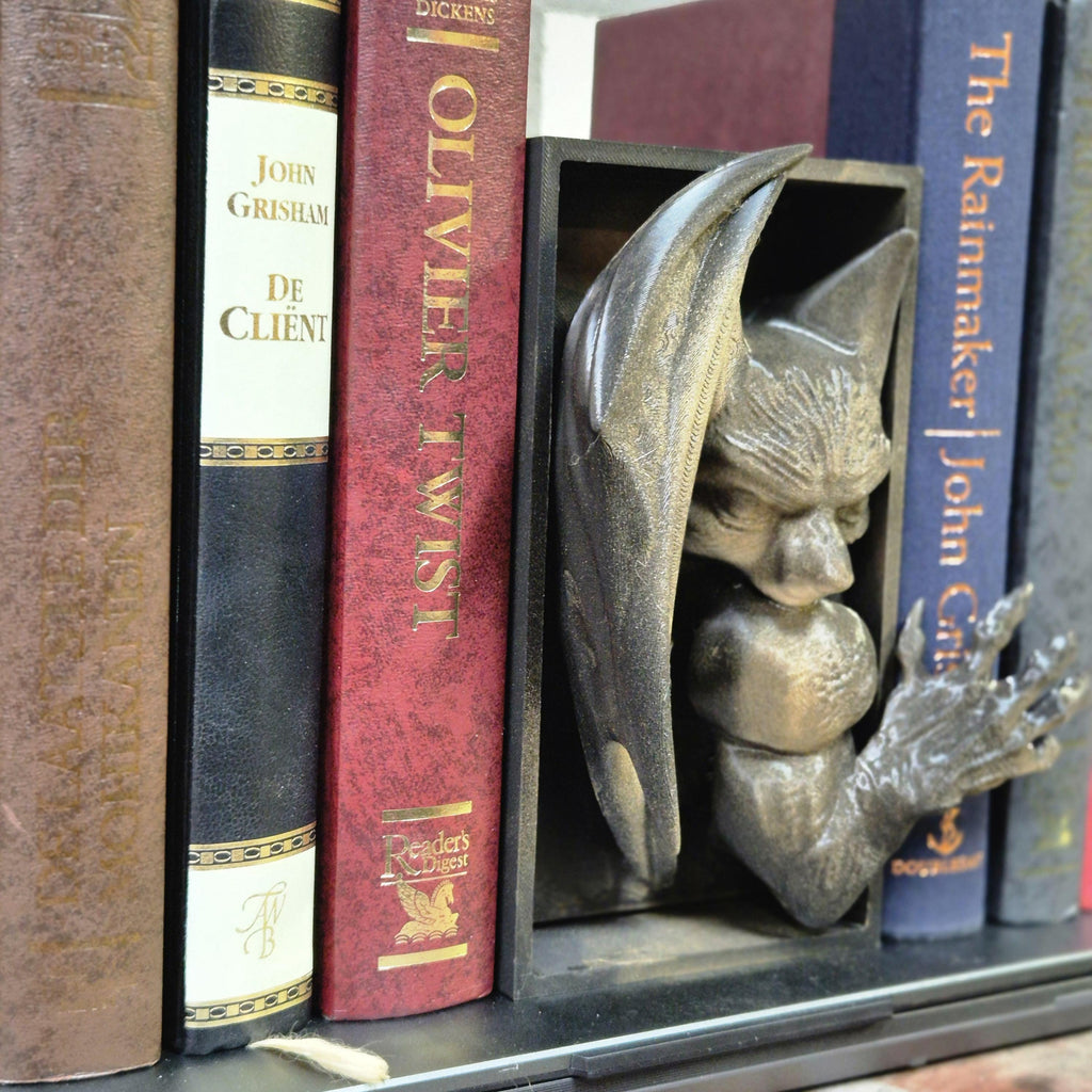 Unique Handcrafted bat Book Nook | Mystical bat Bookend | Fantasy Bookshelf Decor