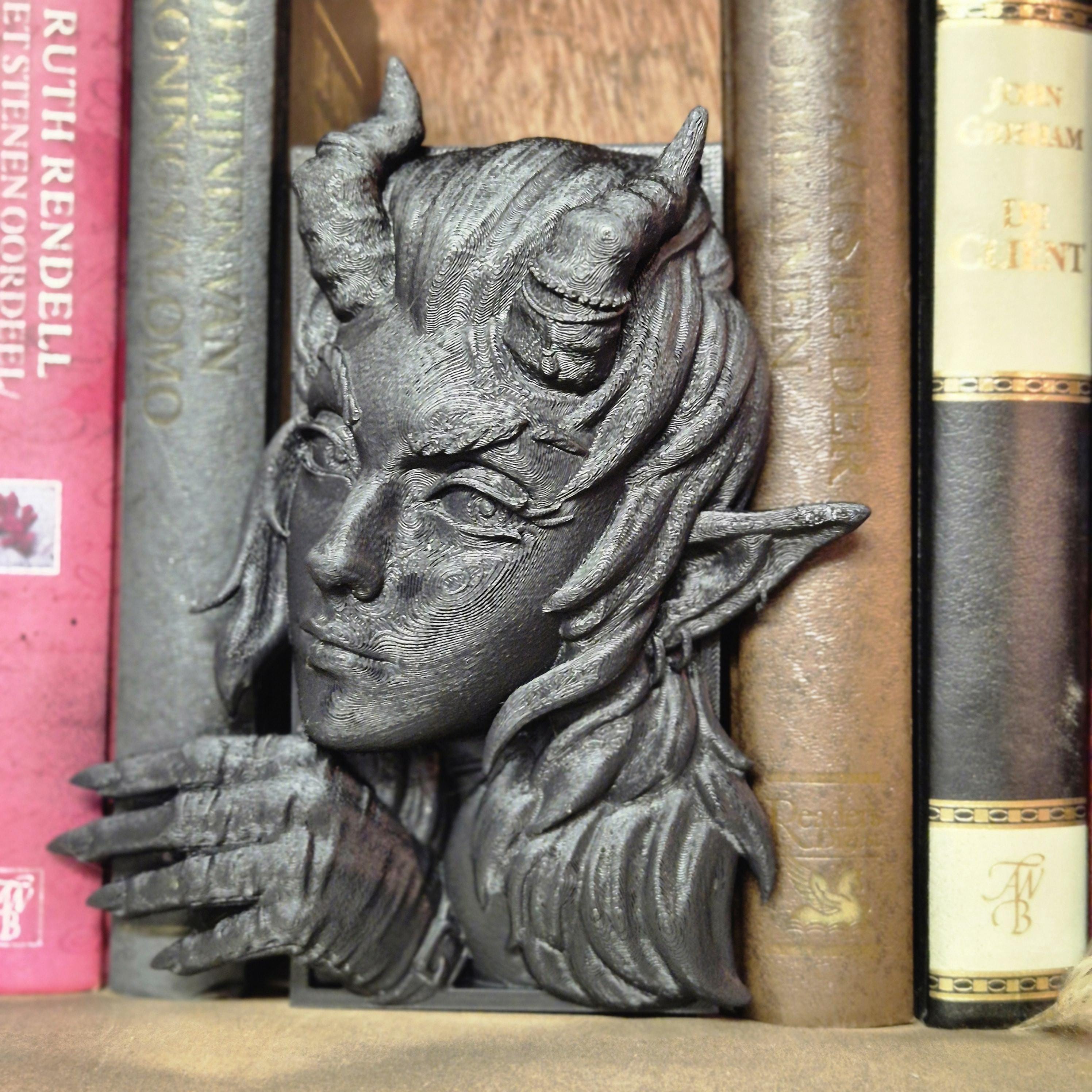 Unique devil woman Book Nook - 3D Printed bookshelf decor
