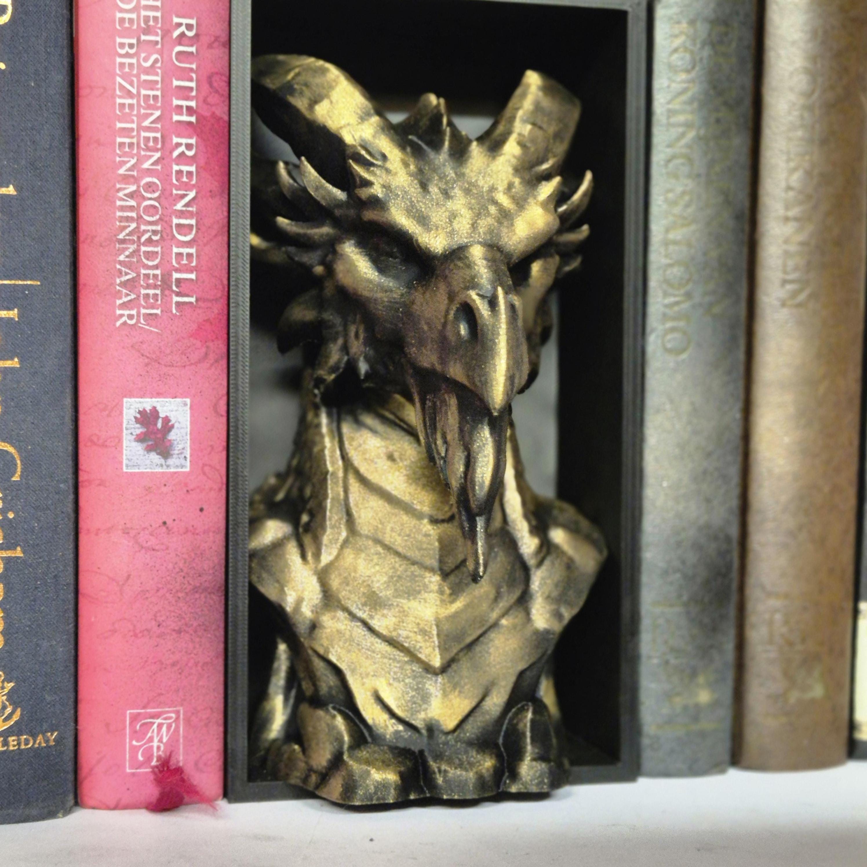 Old dragon Book Nook - 3D Printed fantasy Decor gift for him her