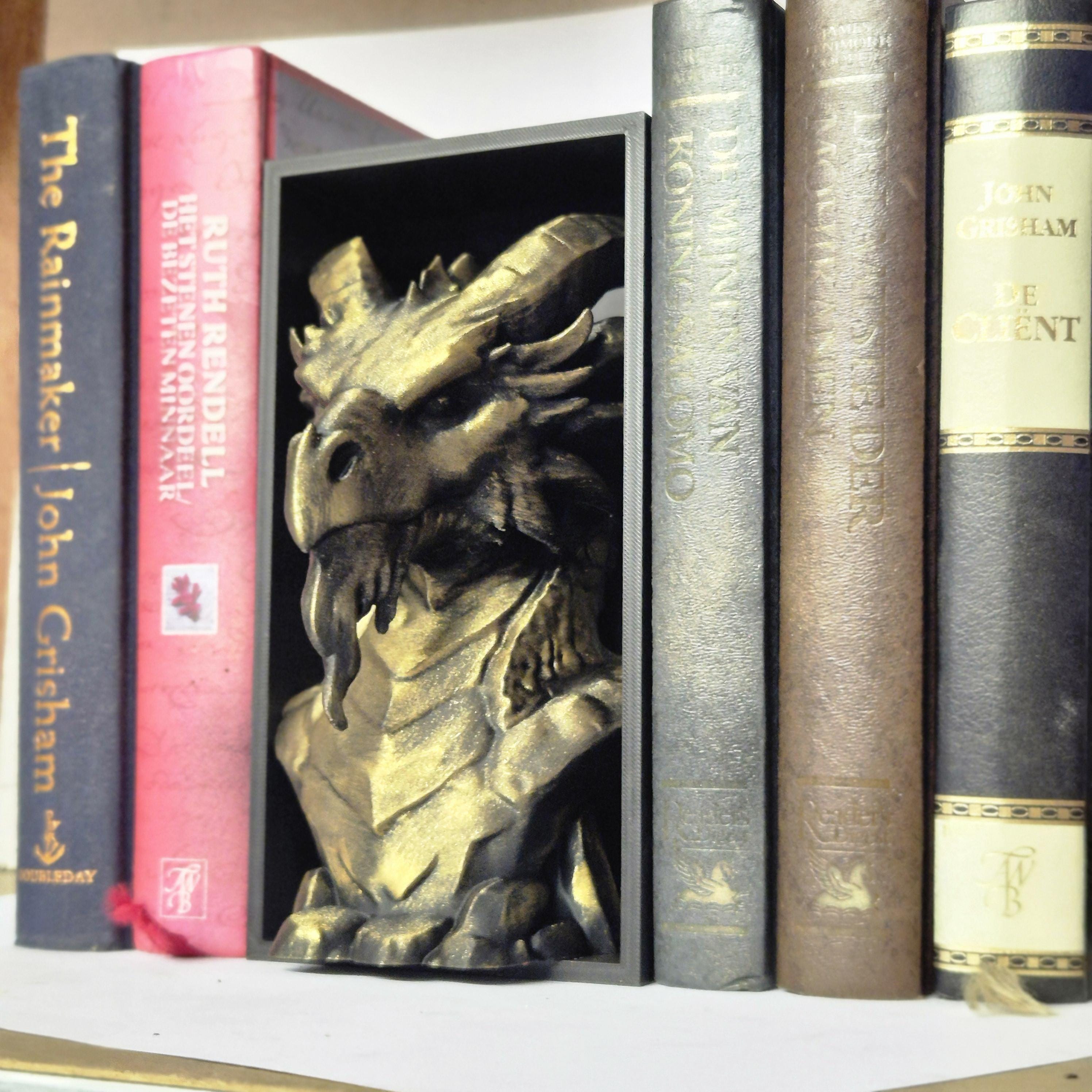 Old dragon Book Nook - 3D Printed fantasy Decor gift for him her