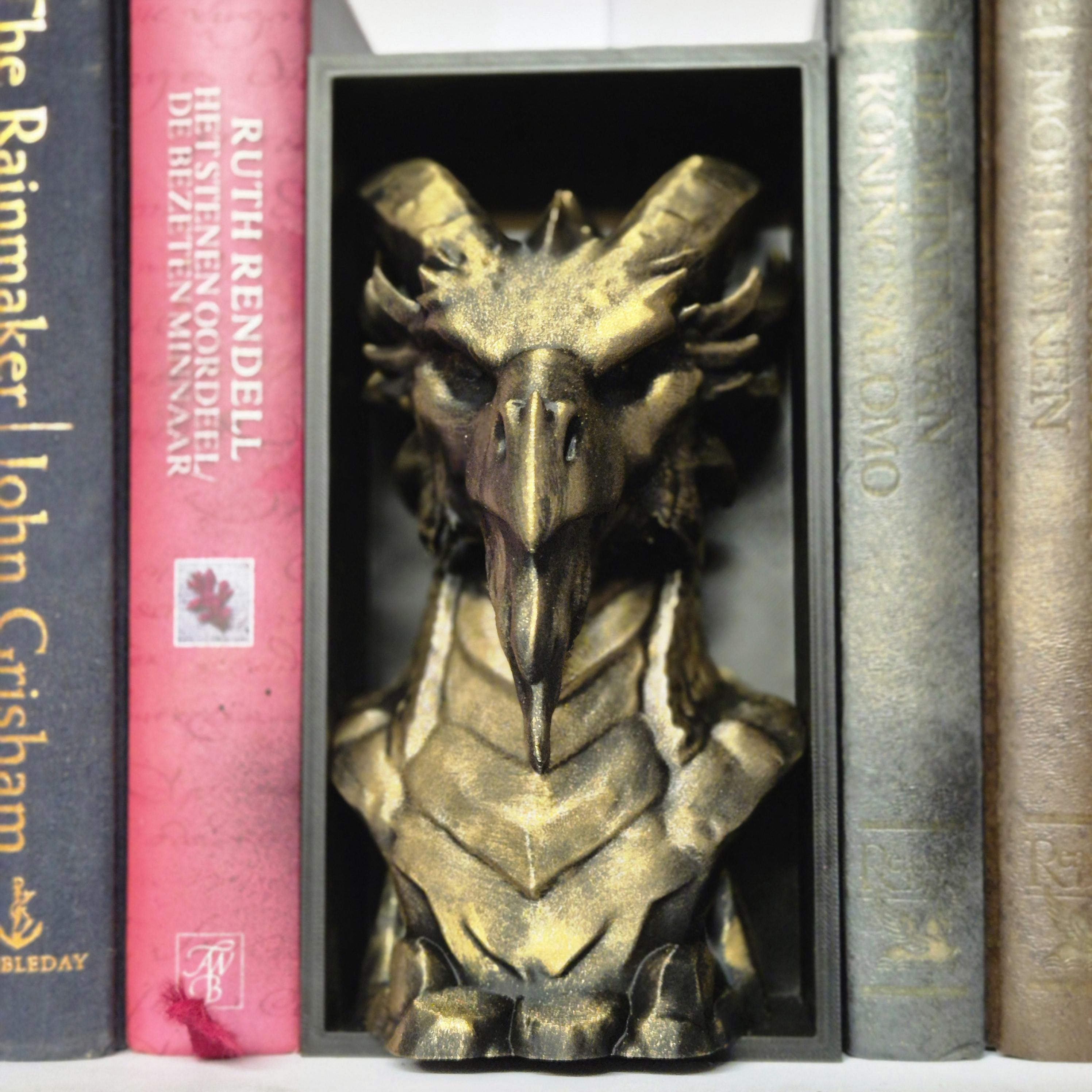 Old dragon Book Nook - 3D Printed fantasy Decor gift for him her