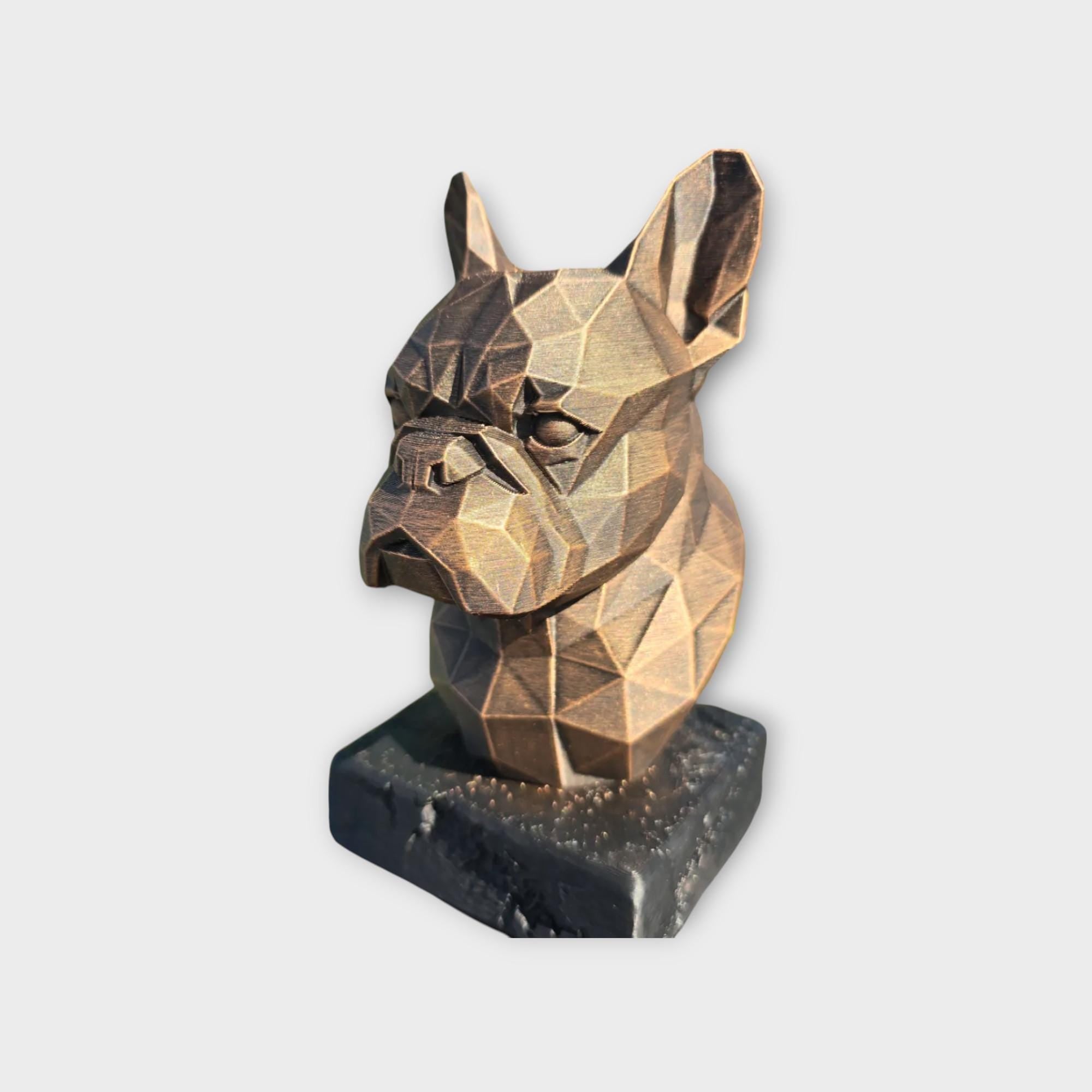 Bust of a French Bulldog Low Poly Bust dog statue - handpainted home decor dog lover gift him her ornament