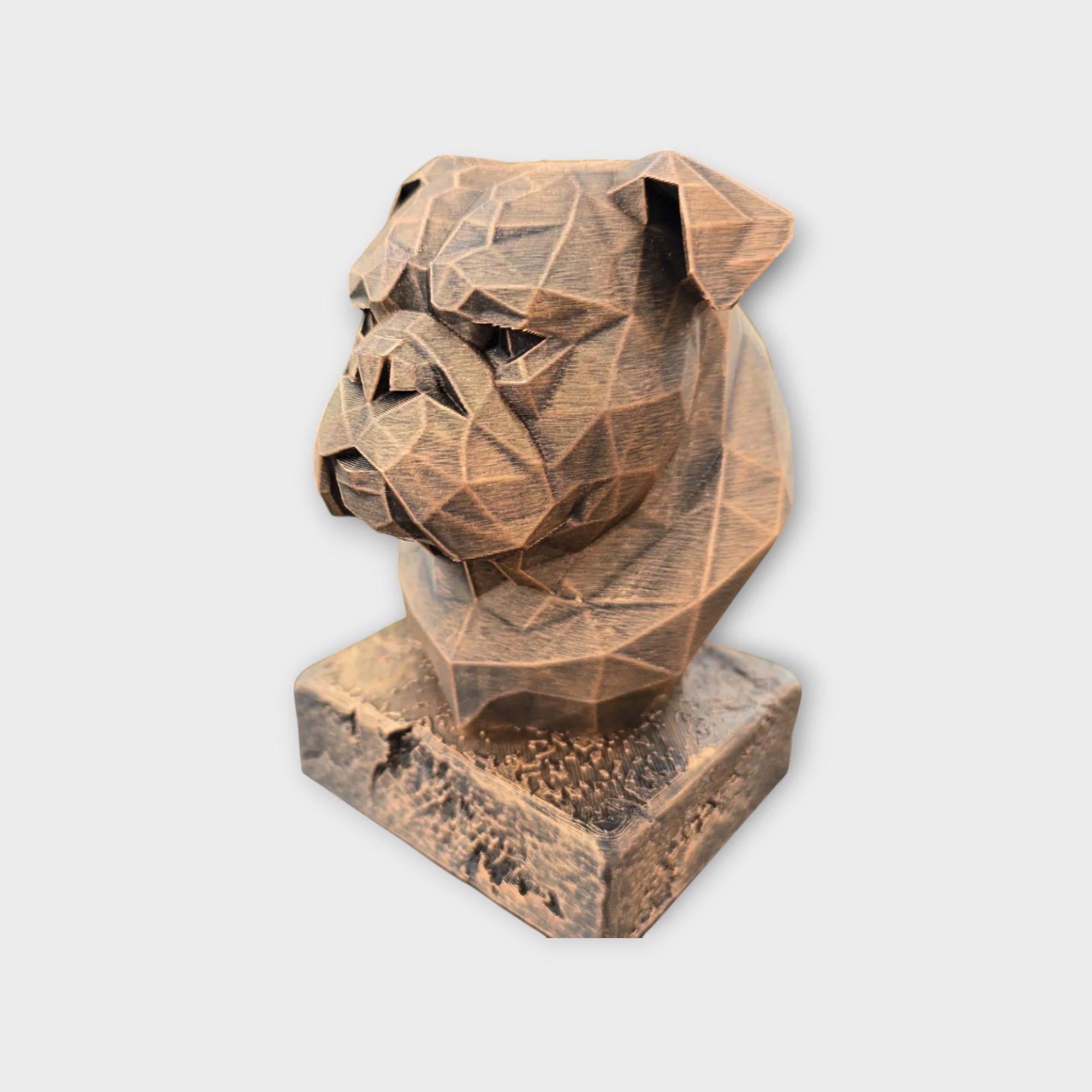 Bust of a English Bulldog Low Poly Bust dog statue - handpainted home decor dog lover gift him her ornament
