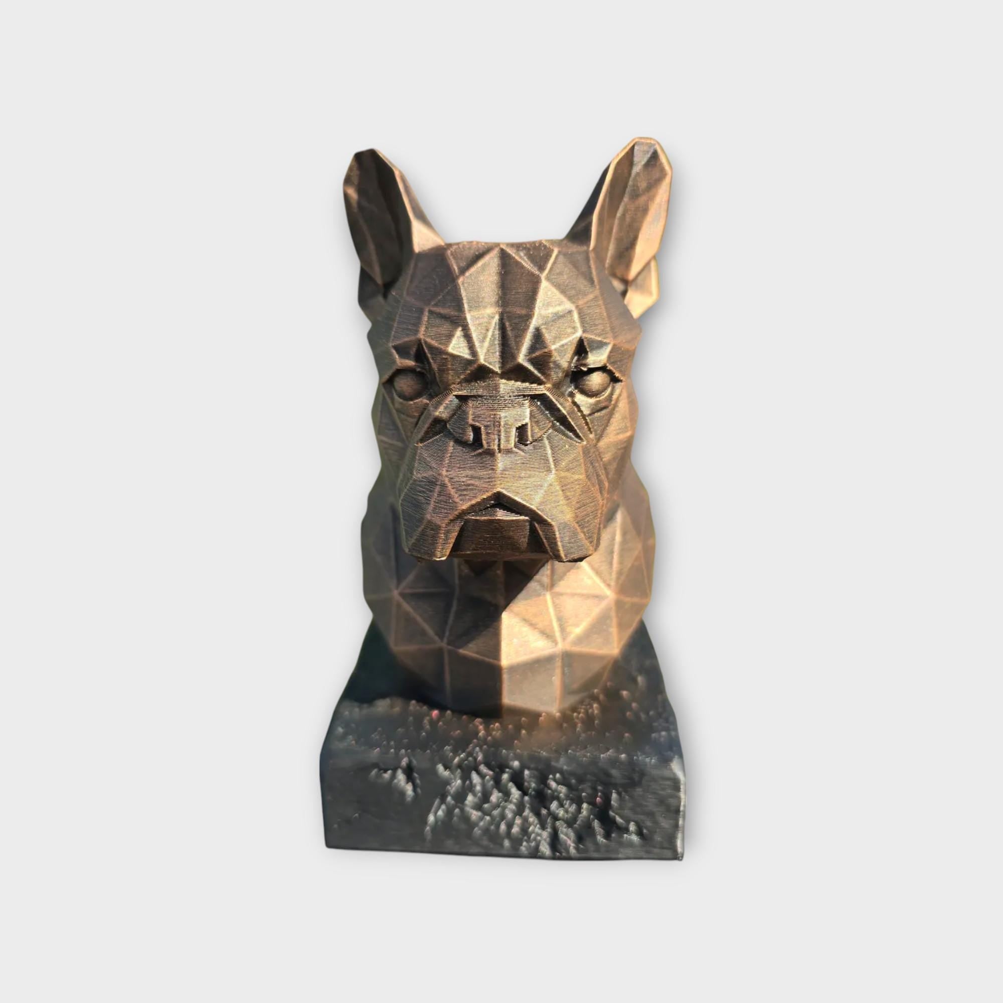 Bust of a French Bulldog Low Poly Bust dog statue - handpainted home decor dog lover gift him her ornament