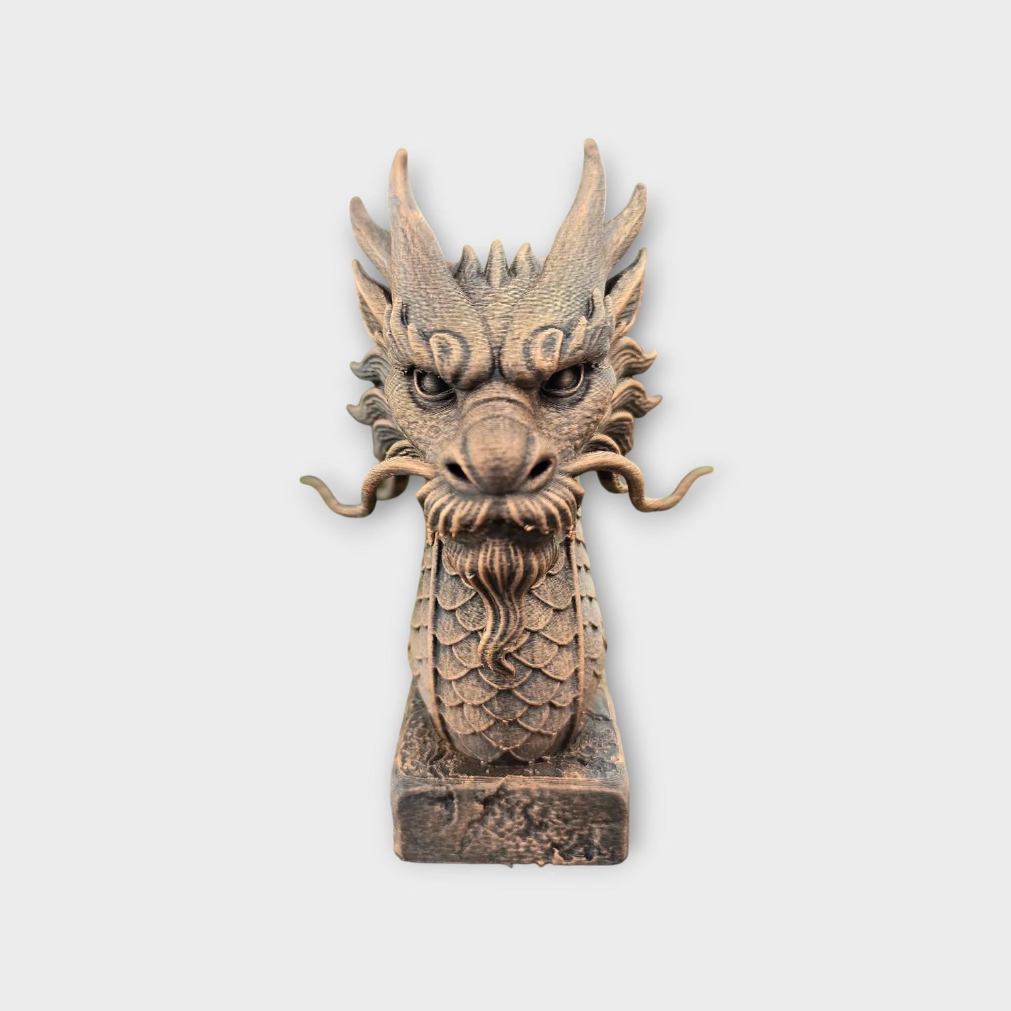Bust of a Chinese Dragon Bust statue - handpainted home decor dog lover gift him her ornament