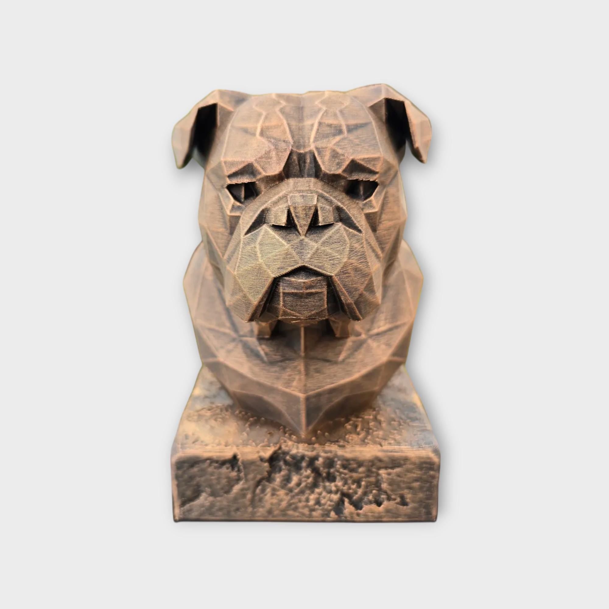 Bust of a English Bulldog Low Poly Bust dog statue - handpainted home decor dog lover gift him her ornament