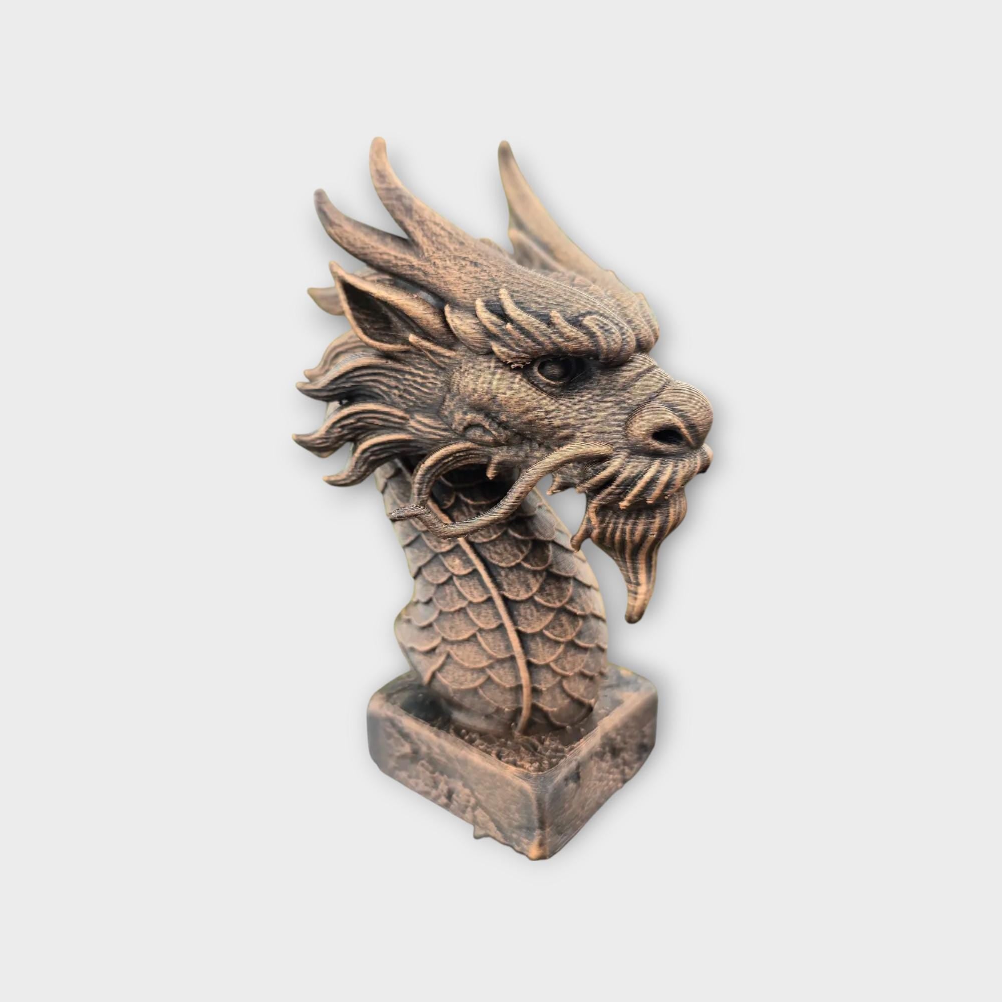 Bust of a Chinese Dragon Bust statue - handpainted home decor dog lover gift him her ornament