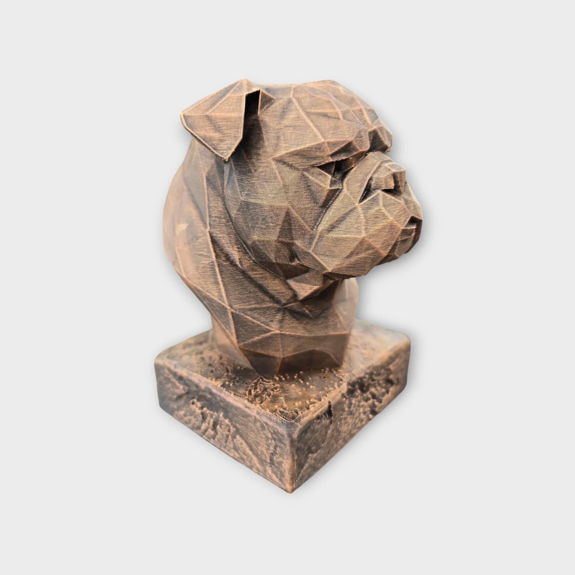 Bust of a English Bulldog Low Poly Bust dog statue - handpainted home decor dog lover gift him her ornament