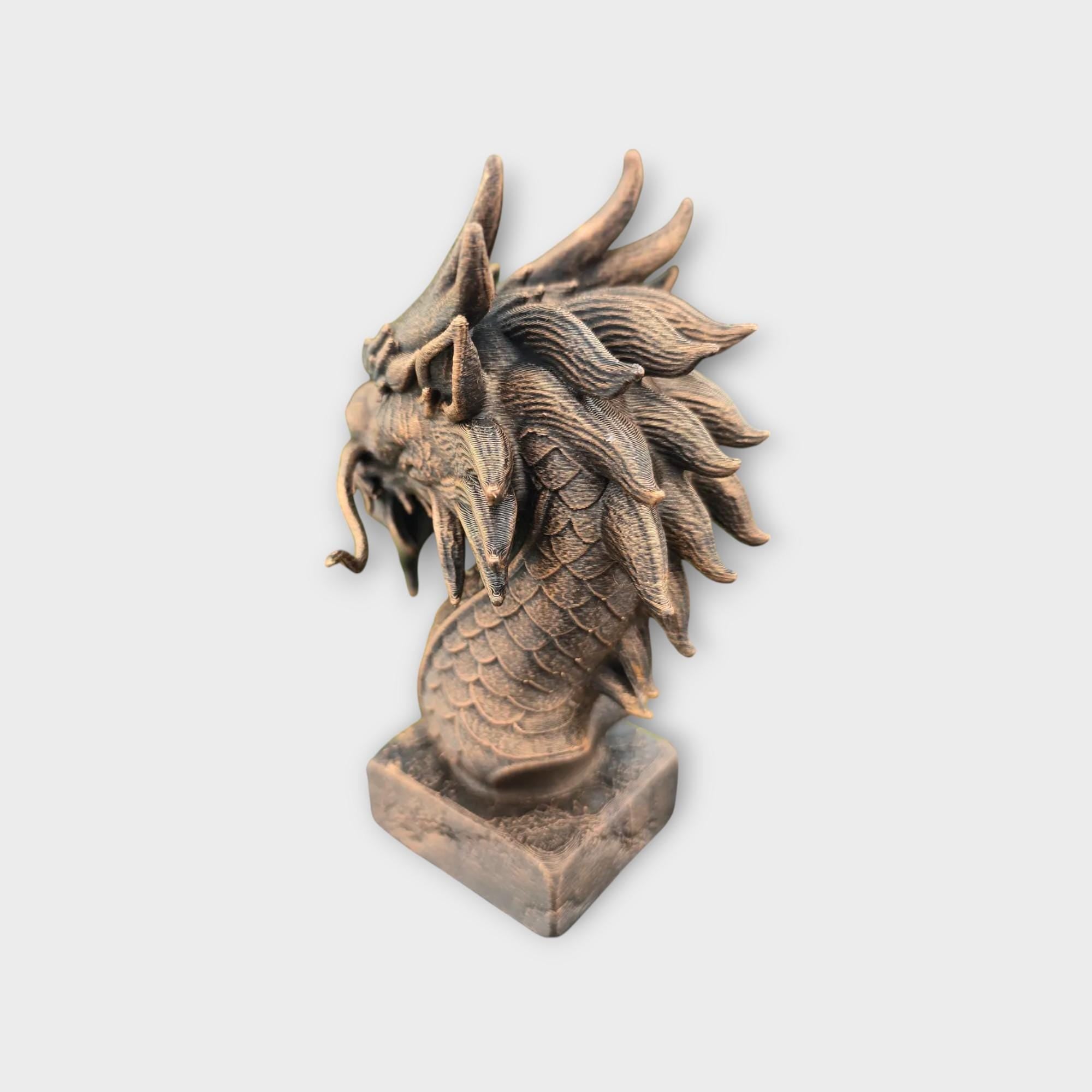Bust of a Chinese Dragon Bust statue - handpainted home decor dog lover gift him her ornament