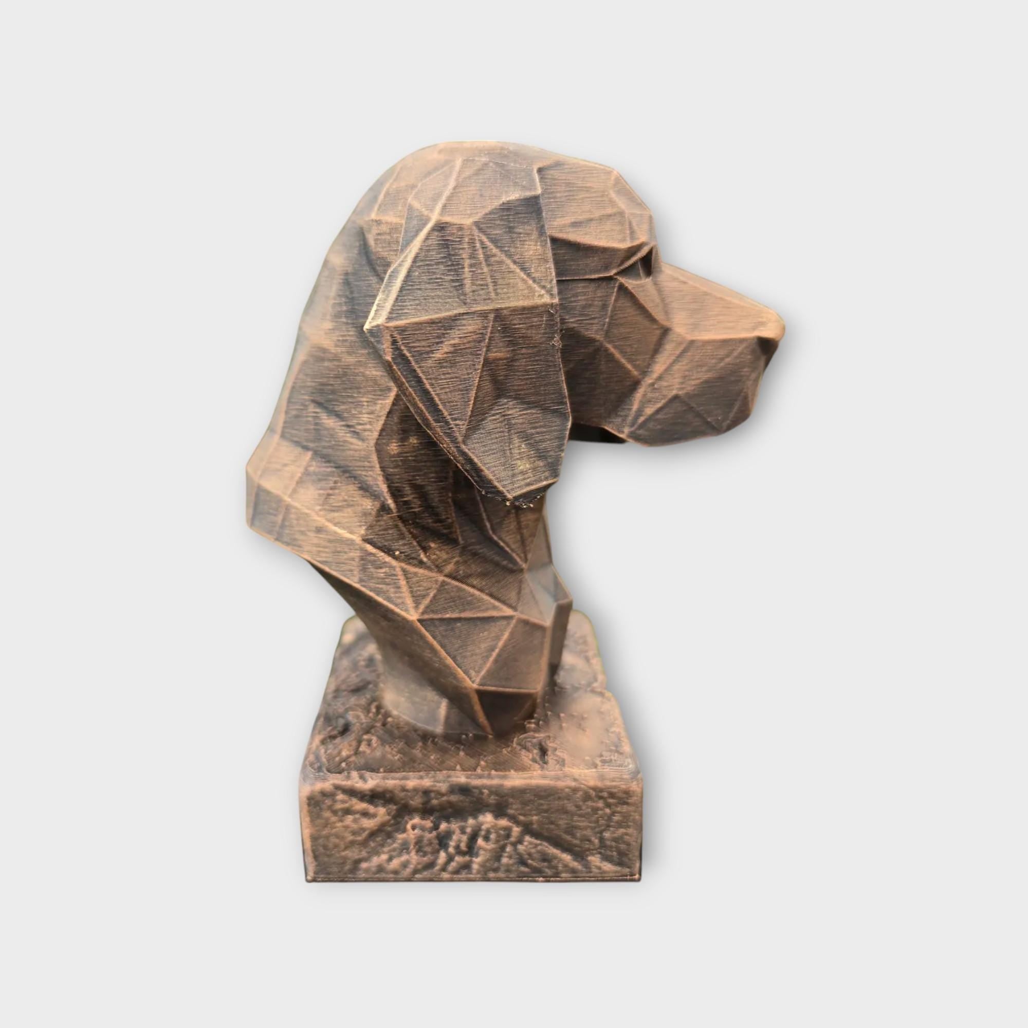 Bust of a Beagle Low Poly Bust dog statue - handpainted home decor dog lover gift him her ornament