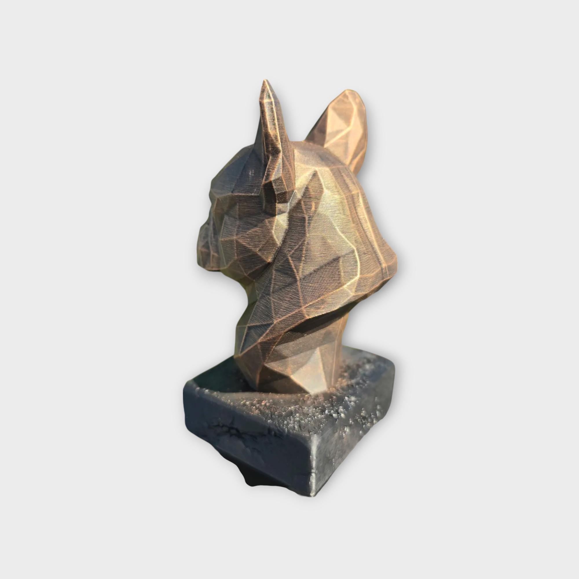 Bust of a French Bulldog Low Poly Bust dog statue - handpainted home decor dog lover gift him her ornament