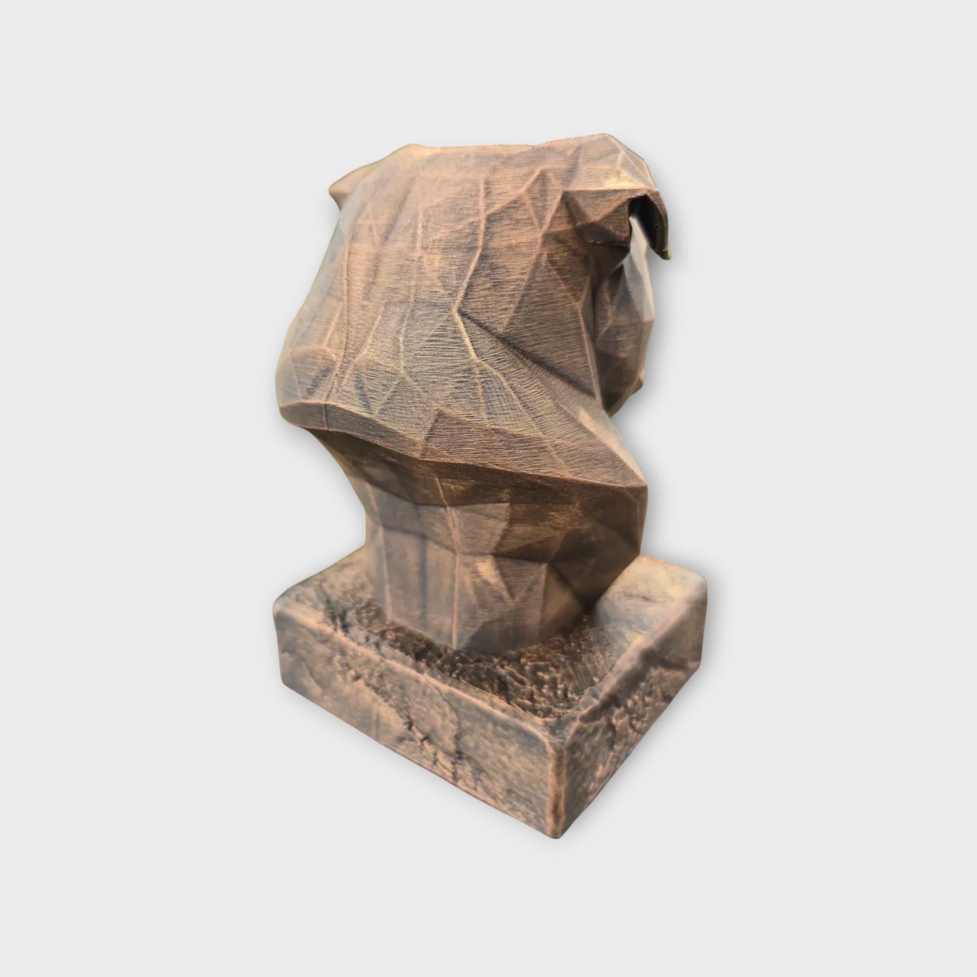 Bust of a English Bulldog Low Poly Bust dog statue - handpainted home decor dog lover gift him her ornament