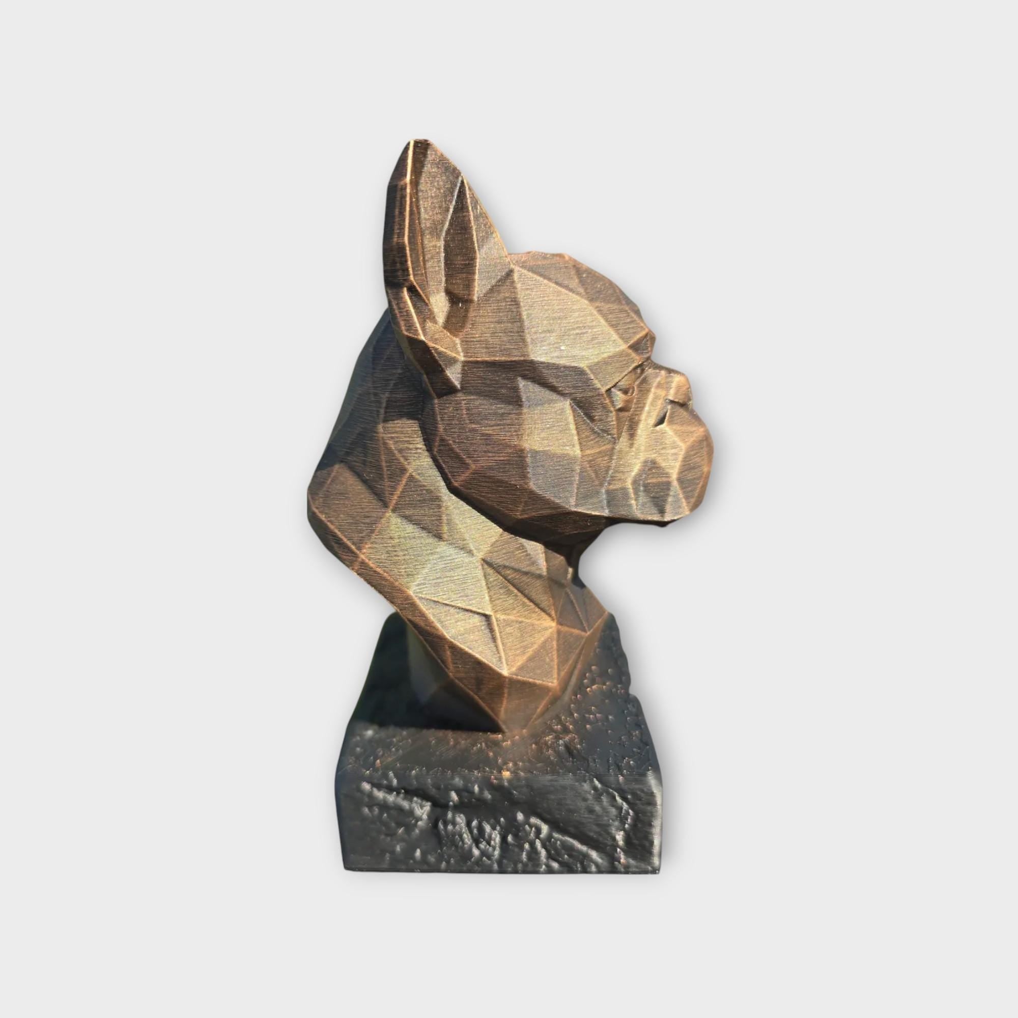 Bust of a French Bulldog Low Poly Bust dog statue - handpainted home decor dog lover gift him her ornament