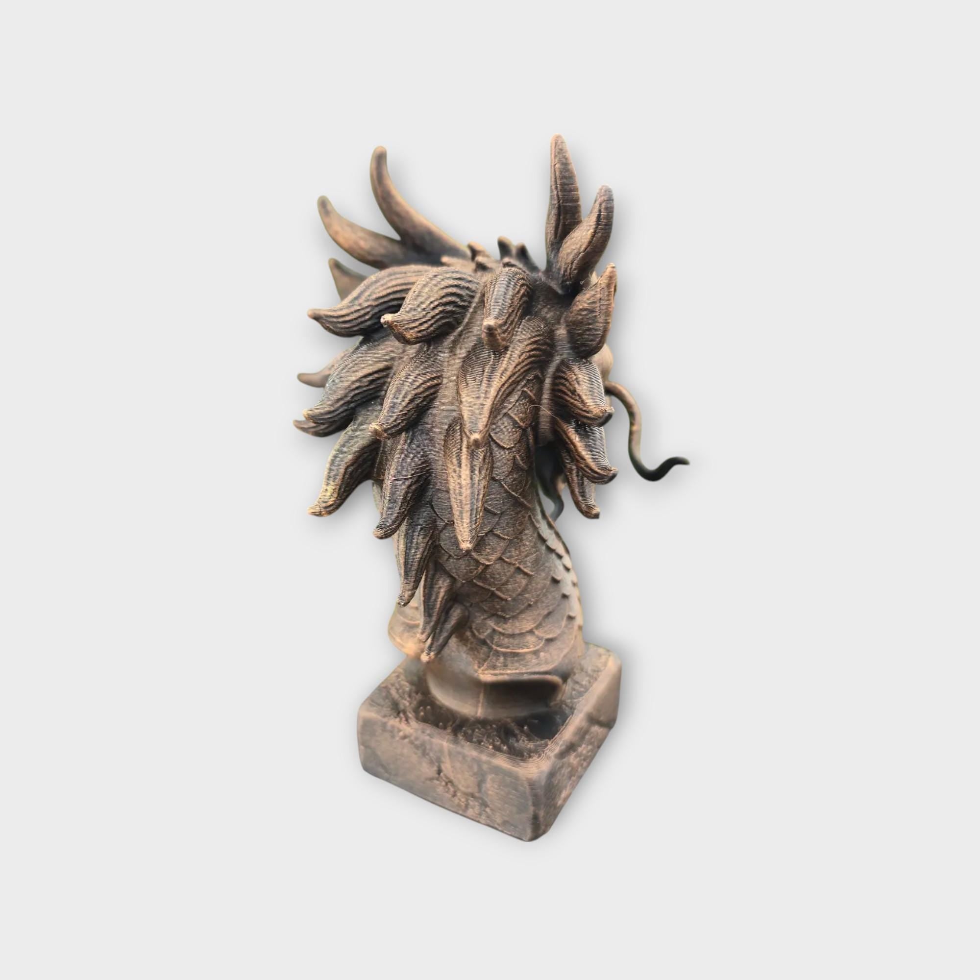 Bust of a Chinese Dragon Bust statue - handpainted home decor dog lover gift him her ornament