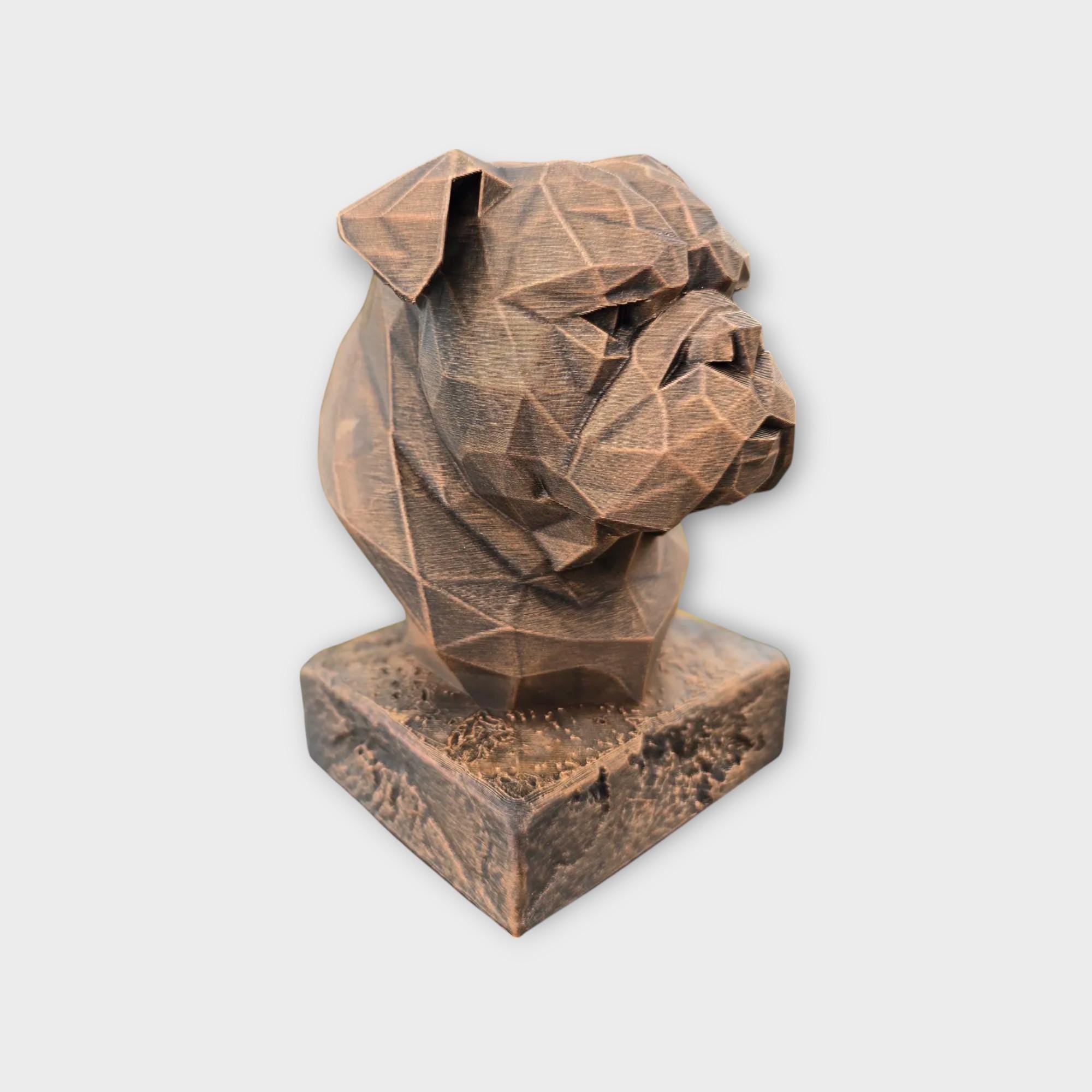 Bust of an English Bulldog Low Poly Bust dog statue - hand-painted home decor dog lover gift him her ornament