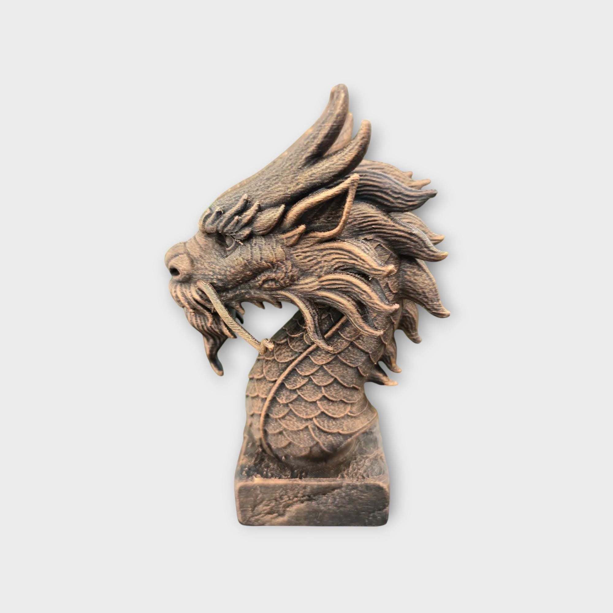 Bust of a Chinese Dragon Bust statue - handpainted home decor dog lover gift him her ornament