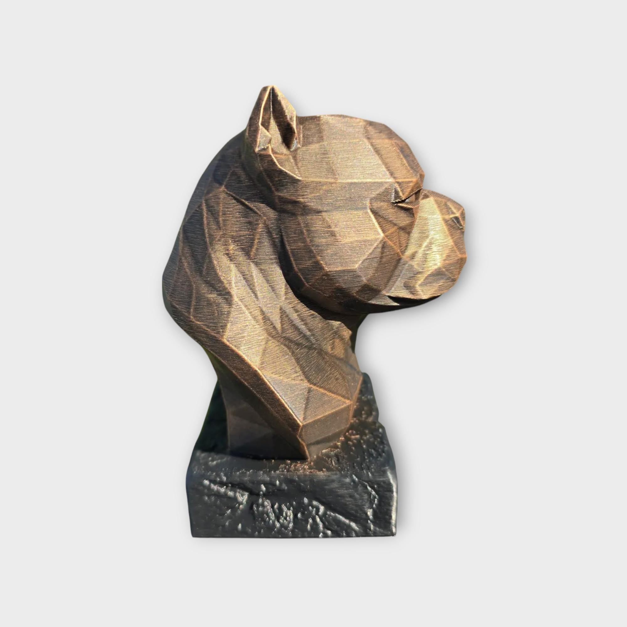 Bust of a American Bully Low Poly Bust dog statue - handpainted home decor dog lover gift him her ornament