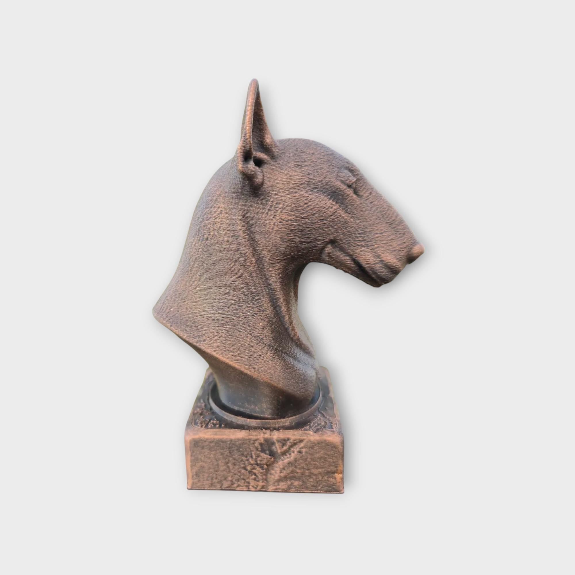 Bust of a Bull terrier dog statue - handpainted home decor dog lover gift him her ornament