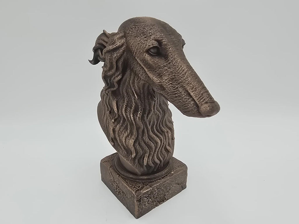 Bust of a borzoi dog statue - handpainted home decor dog lover gift him her ornament