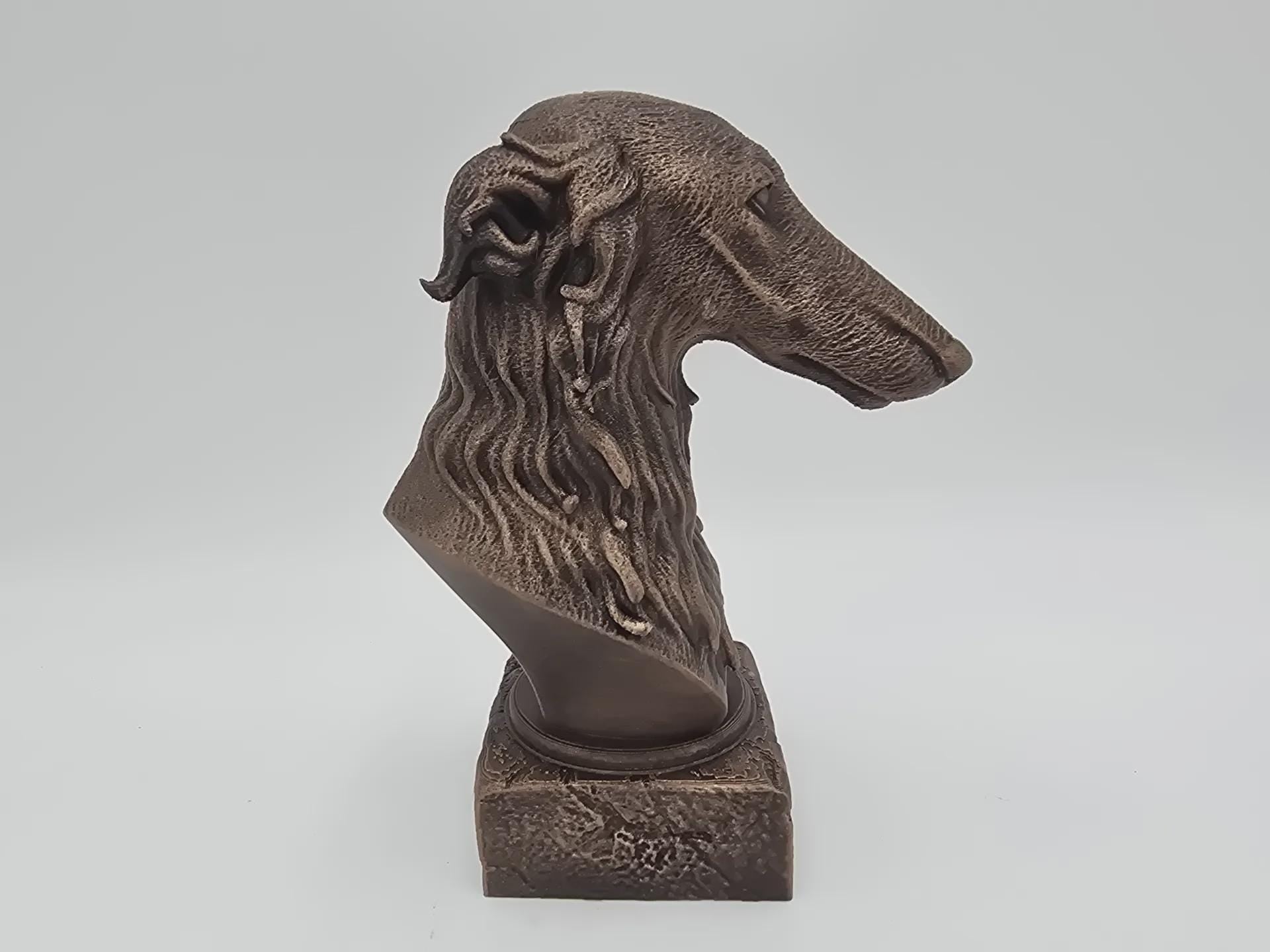 Bust of a borzoi dog statue - handpainted home decor dog lover gift him her ornament