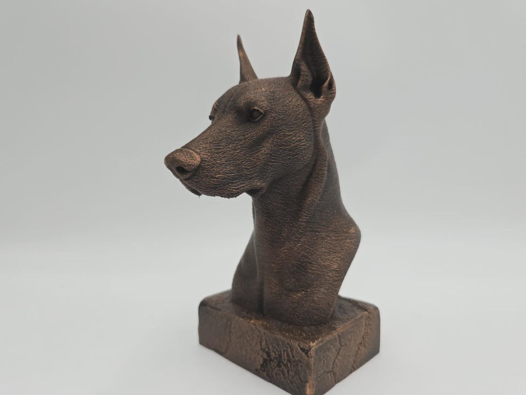 Bust of a Doberman statue - handpainted home decor dog lover gift him her ornament