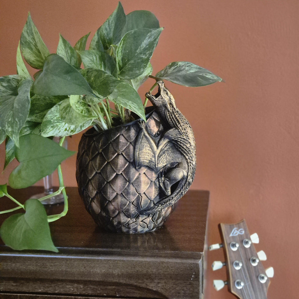 Dragon on dragonegg plant vase