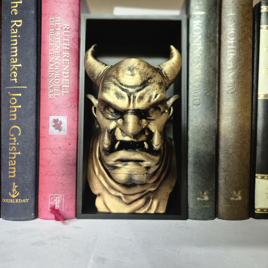 Orc Book Nook - 3D Printed Orc Warrior for Fantasy Bookshelves